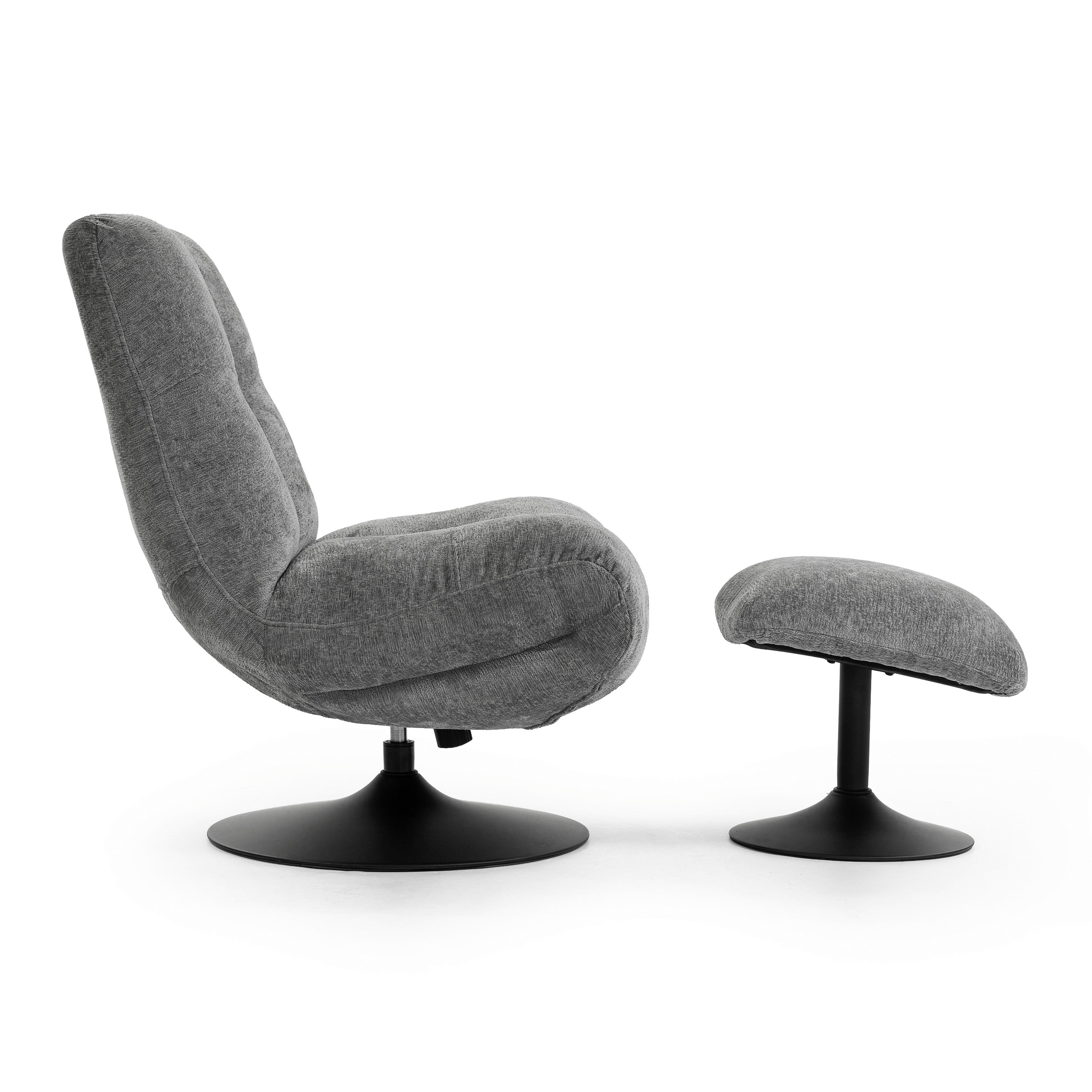FÅTÖLJ ALMA - grå/svart, Modern, metall/textil (72/98/97cm) - Bessagi Home