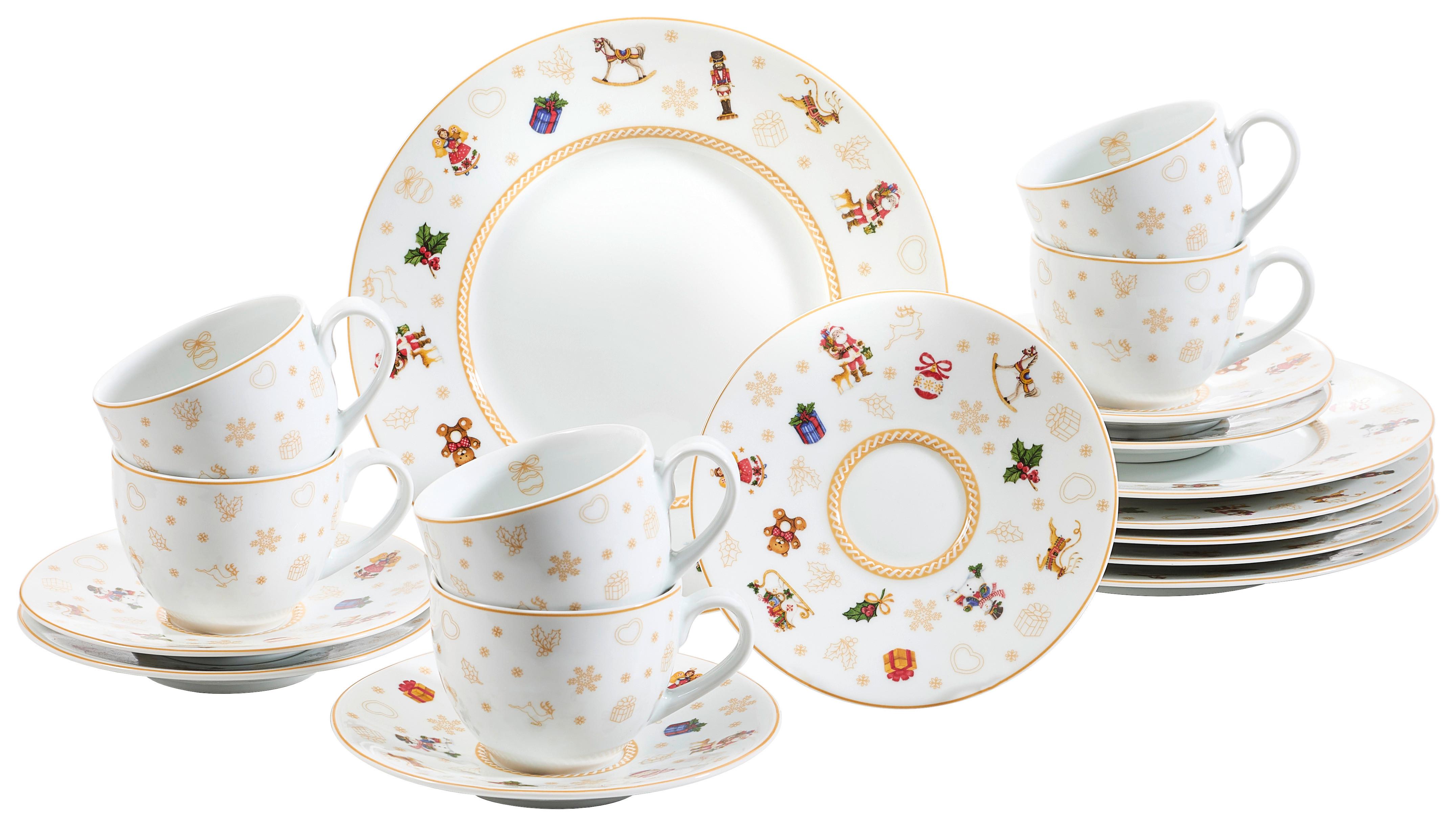 SERWIS KAWOWY CHRISTMAS TOYS - biały, Konventionell, ceramika - X-Mas