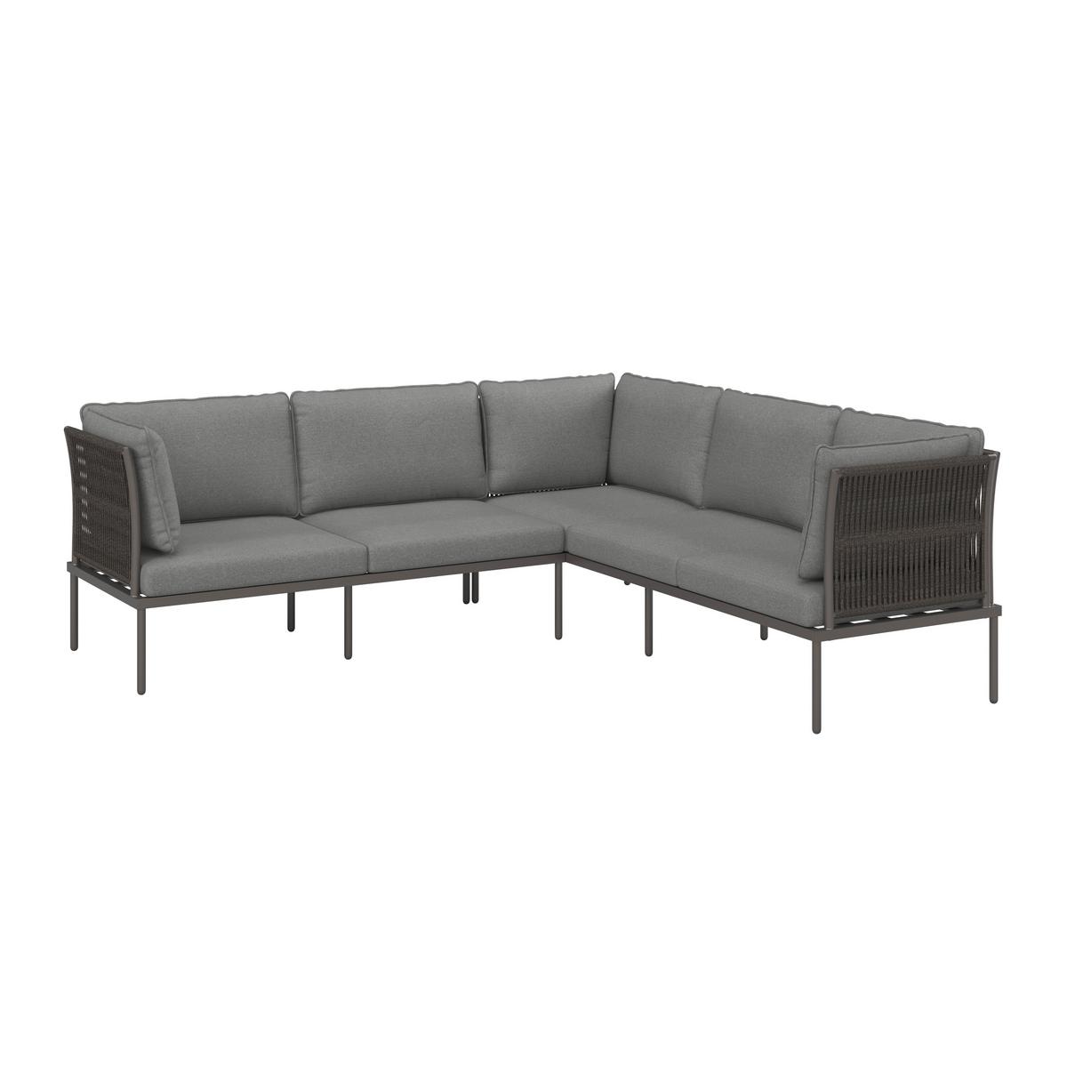 Gartenlounge Elora Hellgrau Textil/Metall - Anthrazit/Hellgrau, Modern, Textil/Metall (223/75/74cm) - Bessagi Garden