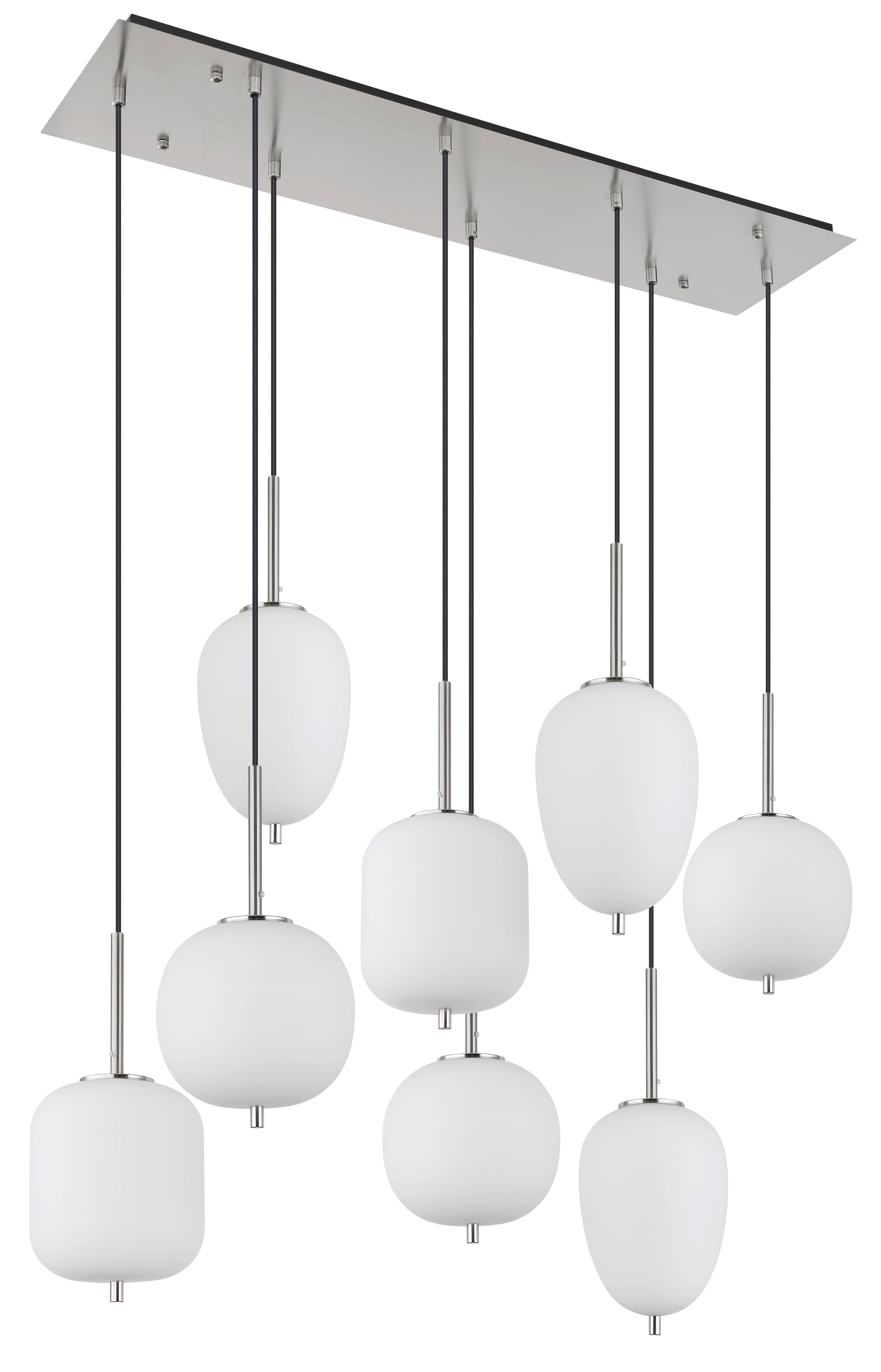 HÄNGELEUCHTE 15345-8NO - Nickelfarben, Basics, Glas/Metall (102,5/34/120cm) - Globo