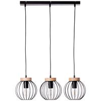 Hängeleuchte Sorana Braun/Schwarz max. 40 Watt - Schwarz/Braun, Design, Holz/Metall (65,5/20/116cm) - Brilliant