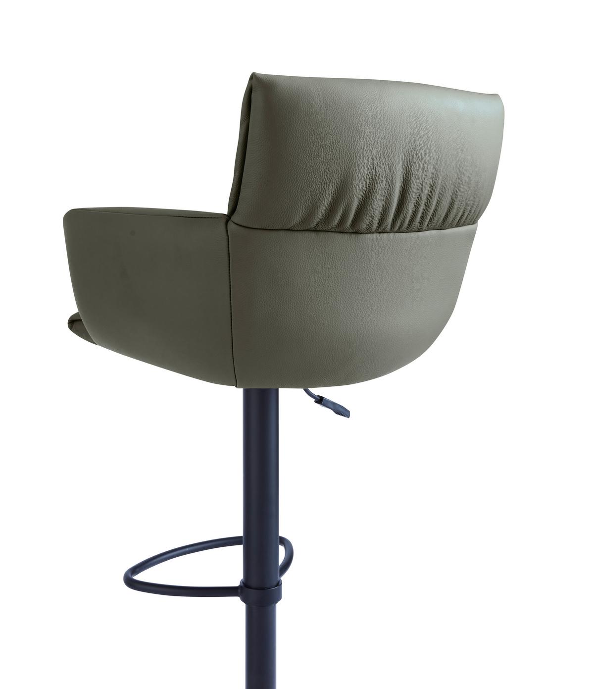 STOŁEK BAROWY PARIS - czarny/oliwkowa zieleń, Design, skóra/metal (58/88-112/58cm) - Dieter Knoll