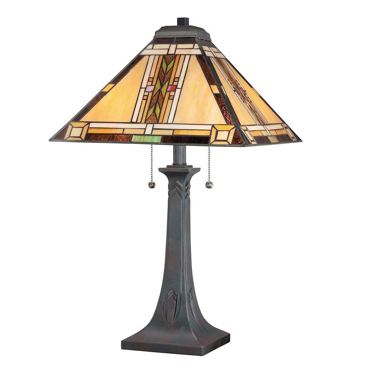 Asztali Lámpa Qz-Navajo-Tl-Vb - sötétbarna/többszínű, Konventionell, üveg/természetes anyagok (40.6/63,1cm) - Elstead Lighting