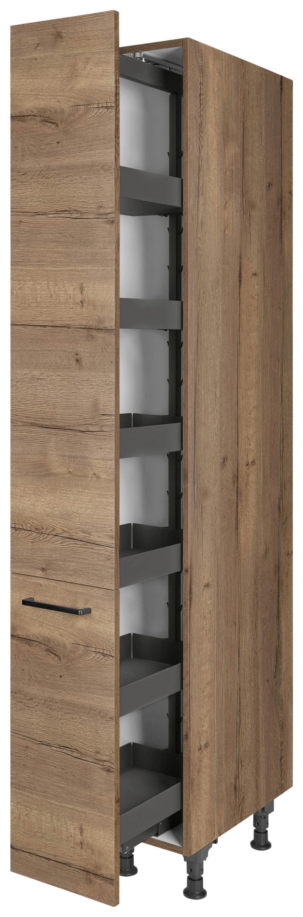 Apothekerschrank Structura Eiche dunkel - Eiche dunkel/Schwarz, MODERN, Holzwerkstoff/Metall (30/216,6/58cm) - Nobilia