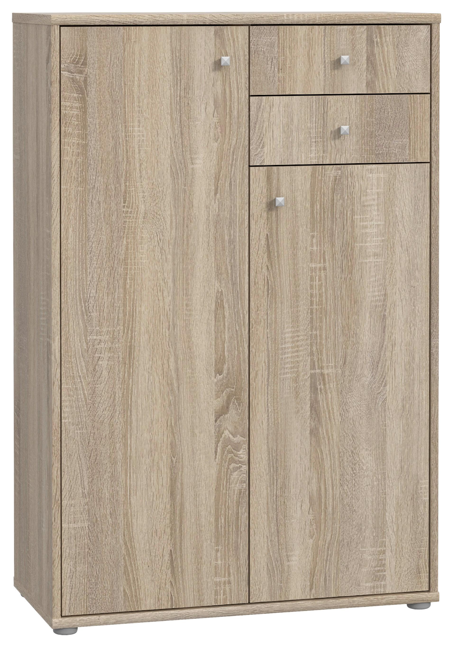 Komoda Tempra 2, Barva Hrasta - barve aluminija/hrast sonoma, Design, umetna masa/leseni material (73,7/111,1/34,8cm)