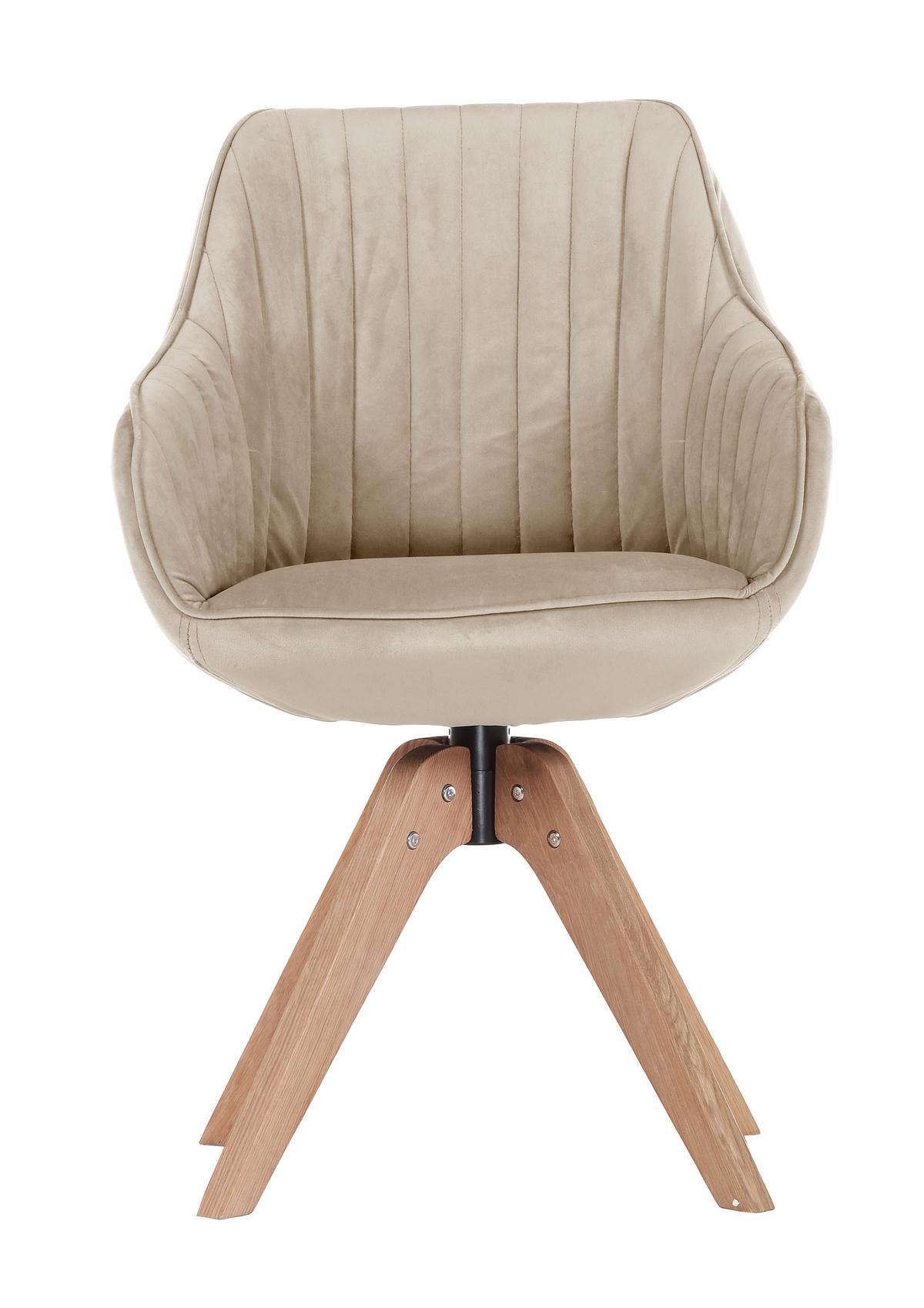 KRZESŁO Z PODŁOKIETNIKAMI CHILL - beżowy/kolor dębowy, Design, tkanina/drewno (60/83/65cm) - Livetastic