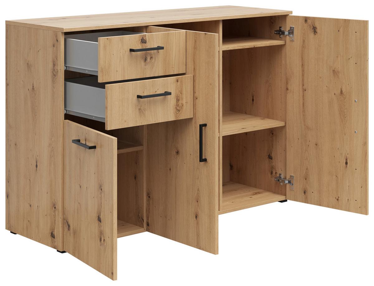 Kommode Multistauraum Eiche Artisan - Anthrazit/Schwarz, Modern, Holzwerkstoff/Kunststoff (120/83/40cm) - Premium Living