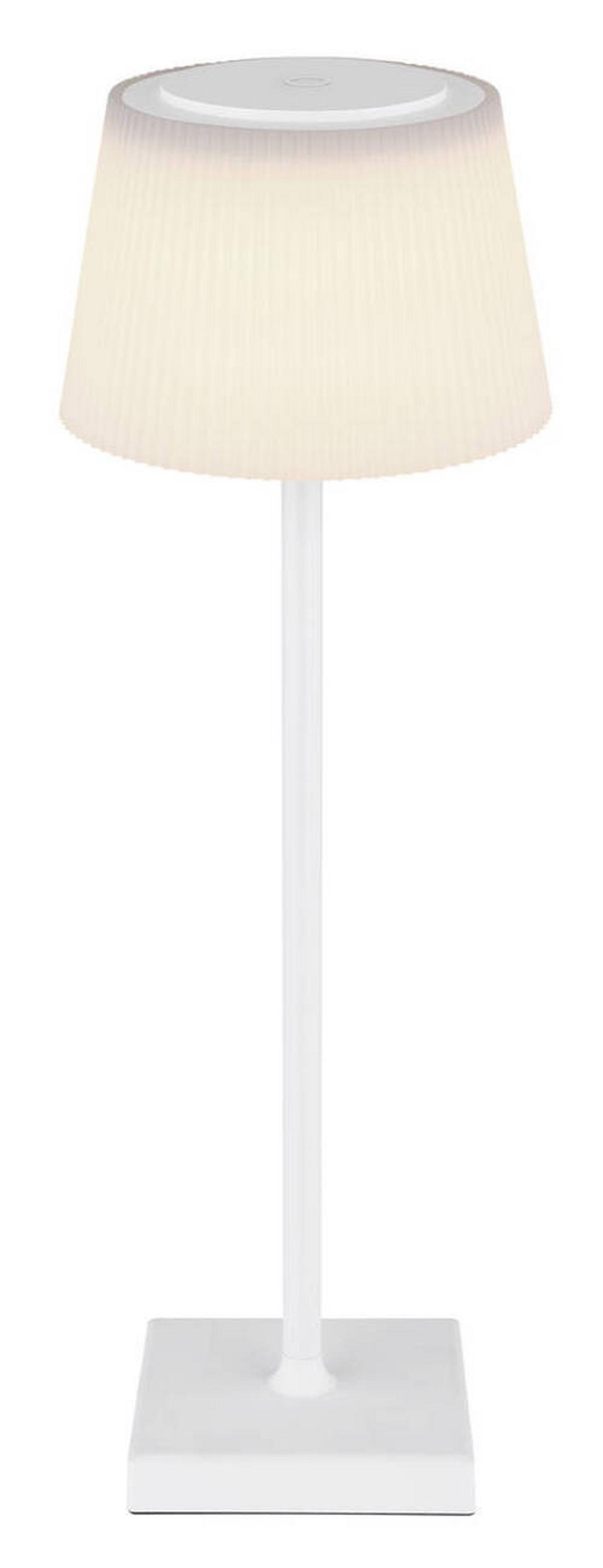 Akku-Tischleuchte Gregoir Weiß max. 4 Watt - Weiß, KONVENTIONELL, Kunststoff/Metall (13,1/38cm) - Globo