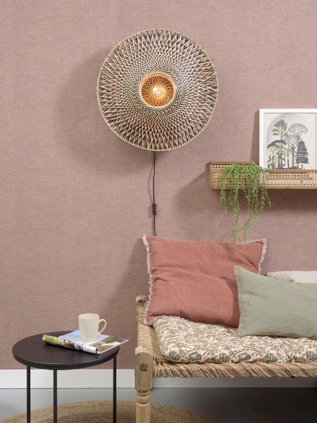 Stenska Svetilka Bali - svetlo rjava/črna, Design, kovina/naravni materiali (60/15cm) - Good & Mojo