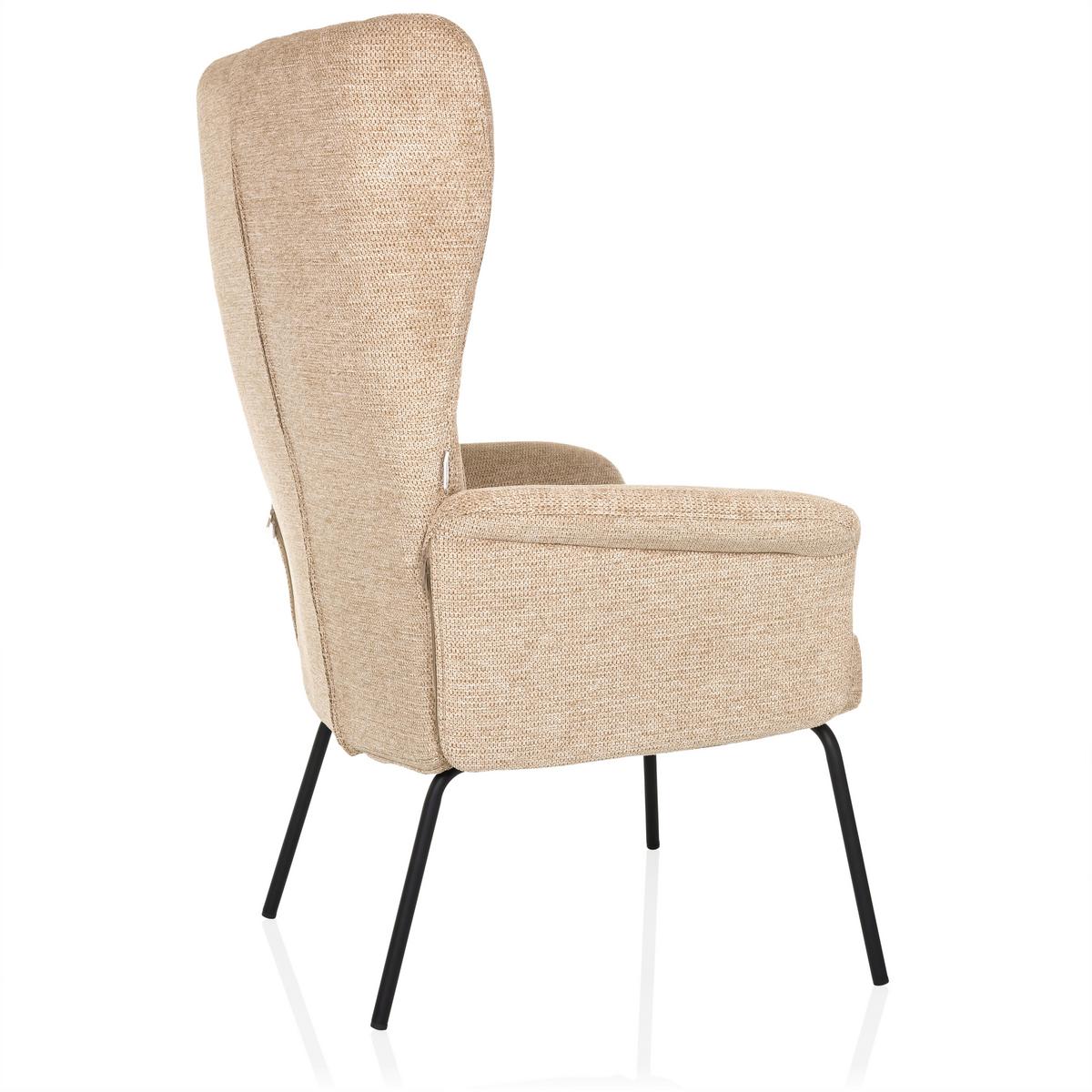 Fotelj Havenio, Bež - črna/bež, Moderno, kovina/tekstil (71/110/71cm) - MID.YOU