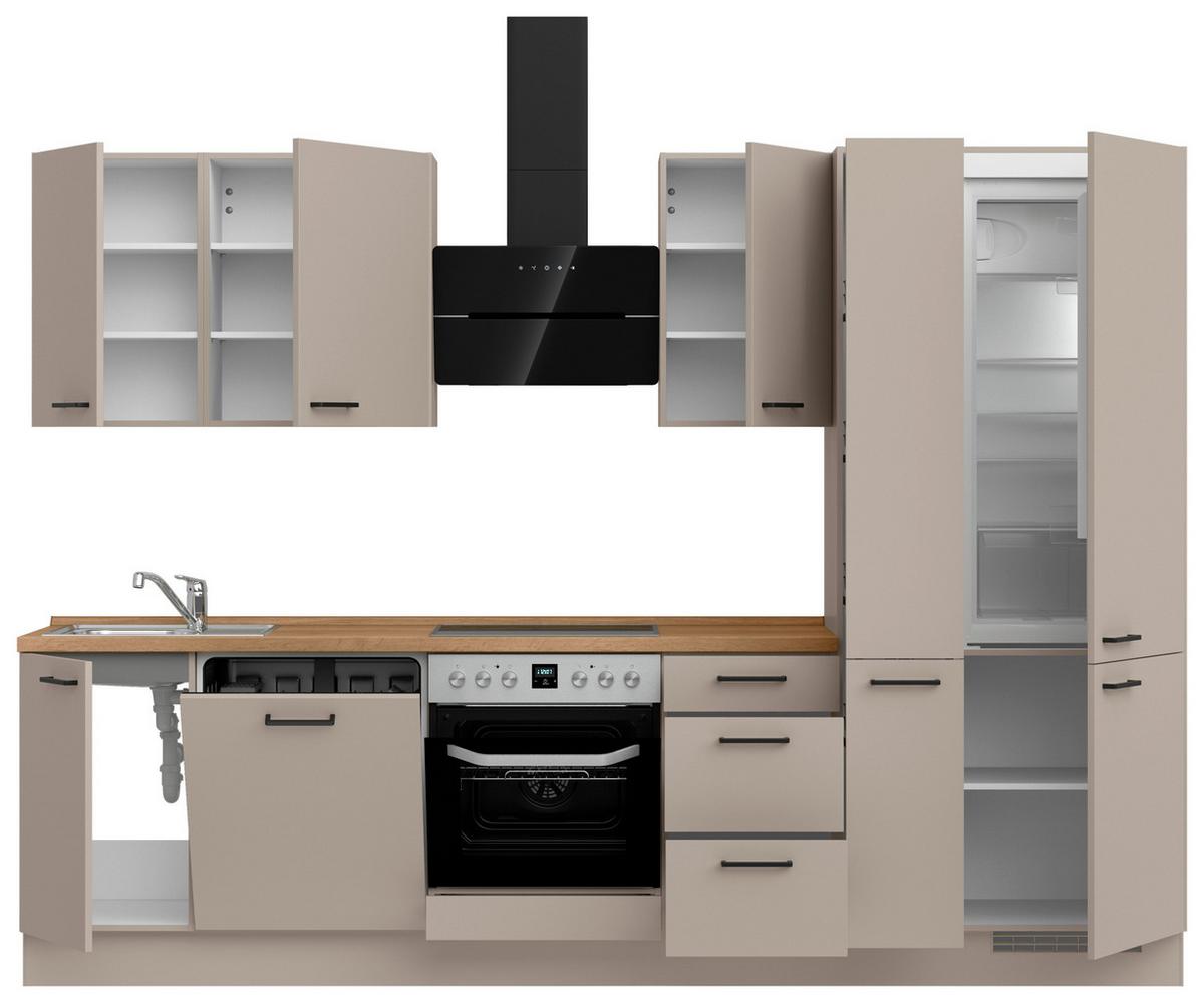 Küchenleerblock Easytouch High o. Geräte Sandfarben - Sandfarben/Eichefarben, MODERN, Holzwerkstoff/Metall (300cm) - Nobilia
