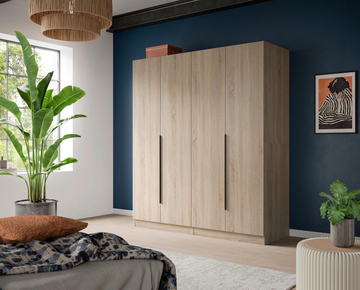 Drehtürenschrank KOPENHAGEN ca.160x181x52cm Sonoma Eiche - Schwarz/Sonoma Eiche, MODERN, Holzwerkstoff/Kunststoff (160/181/52cm) - MID.YOU