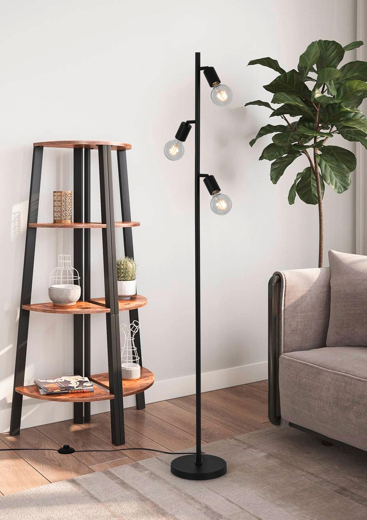 GOLVLAMPA STEFAN - svart, Basics, metall/plast (22cm) - Mömax