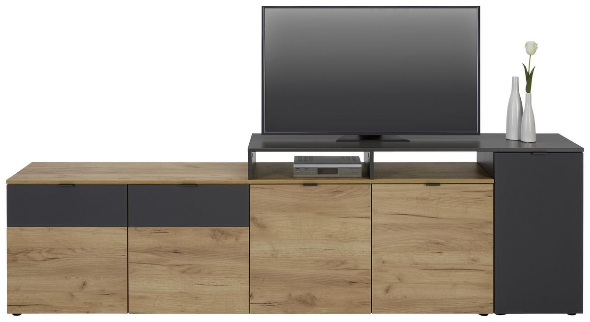 TV-Aufsatz in Graphitfarben - Graphitfarben, Modern, Holzwerkstoff (133/70/41cm) - Premium Living