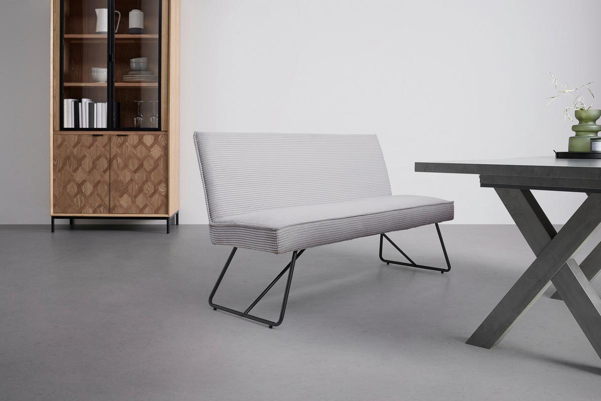 Sitzbank Cora in Grau/Schwarz - Schwarz/Grau, Modern, Textil/Metall - Mömax