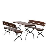 Biertischgarnitur Bavaria Braun/Schwarz - Dunkelbraun, MODERN, Holz/Metall (60/60/180cm) - Gardenson