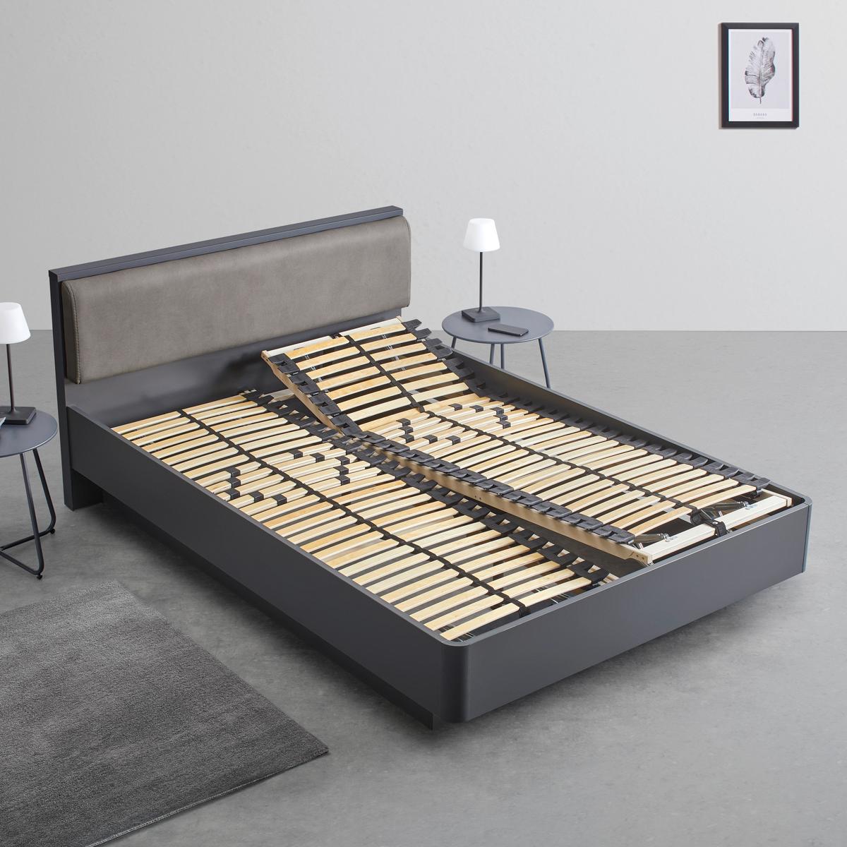 Polsterbett Mariello ca. 140x200cm Anthrazit/Hellbraun - Hellbraun/Anthrazit, MODERN, Holz/Textil (140/200cm) - Bessagi Home
