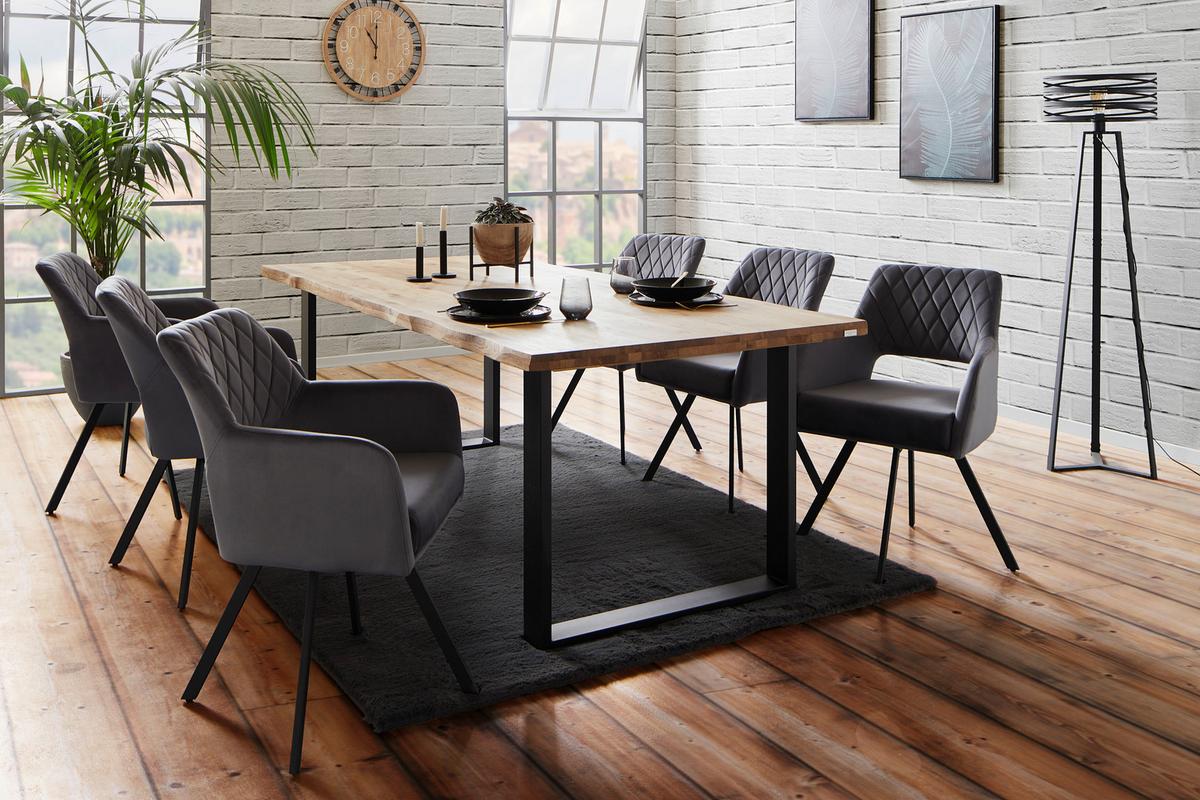 Masă WOOD 220 - culoare natur/negru, Konventionell, lemn/metal (220/75/100cm) - James Wood