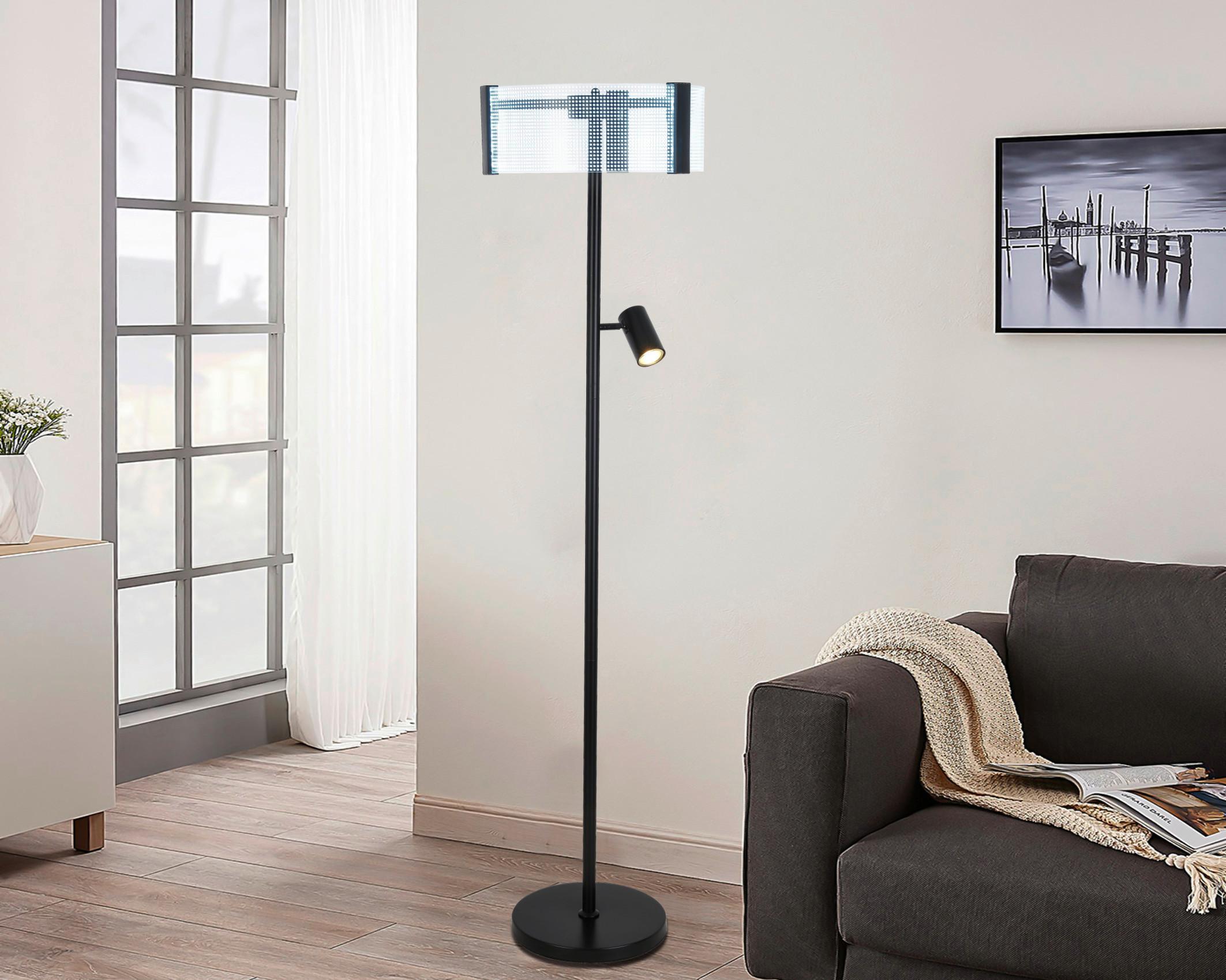 LAMPA STOJĄCA LED MARGE - czarny/biały, Modern, tworzywo sztuczne/metal (40/159cm) - Bessagi Home