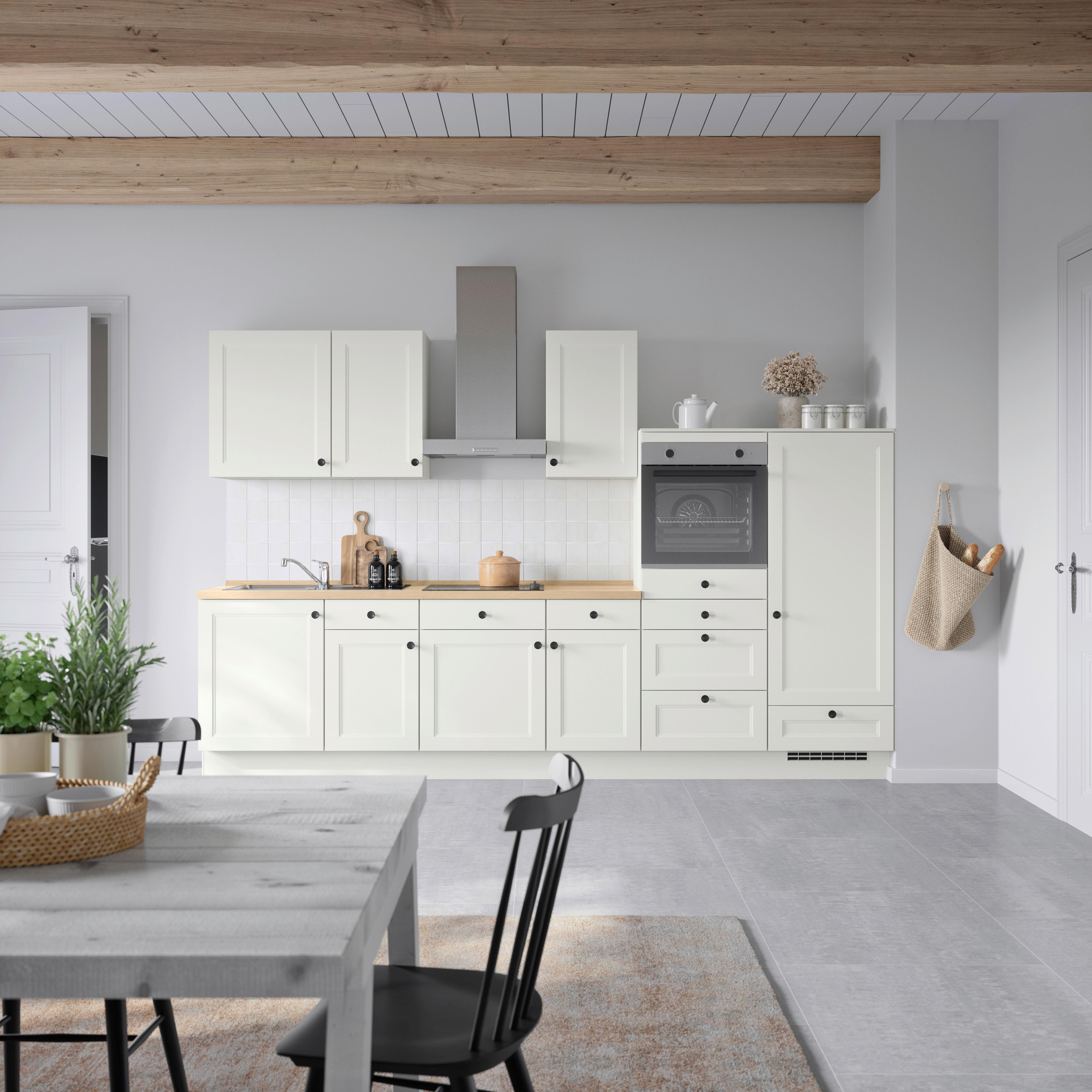 Küchenblock Cascada Low m. Geräten Weiß - Eichefarben/Schwarz, MODERN, Holzwerkstoff/Metall (330cm) - Nobilia