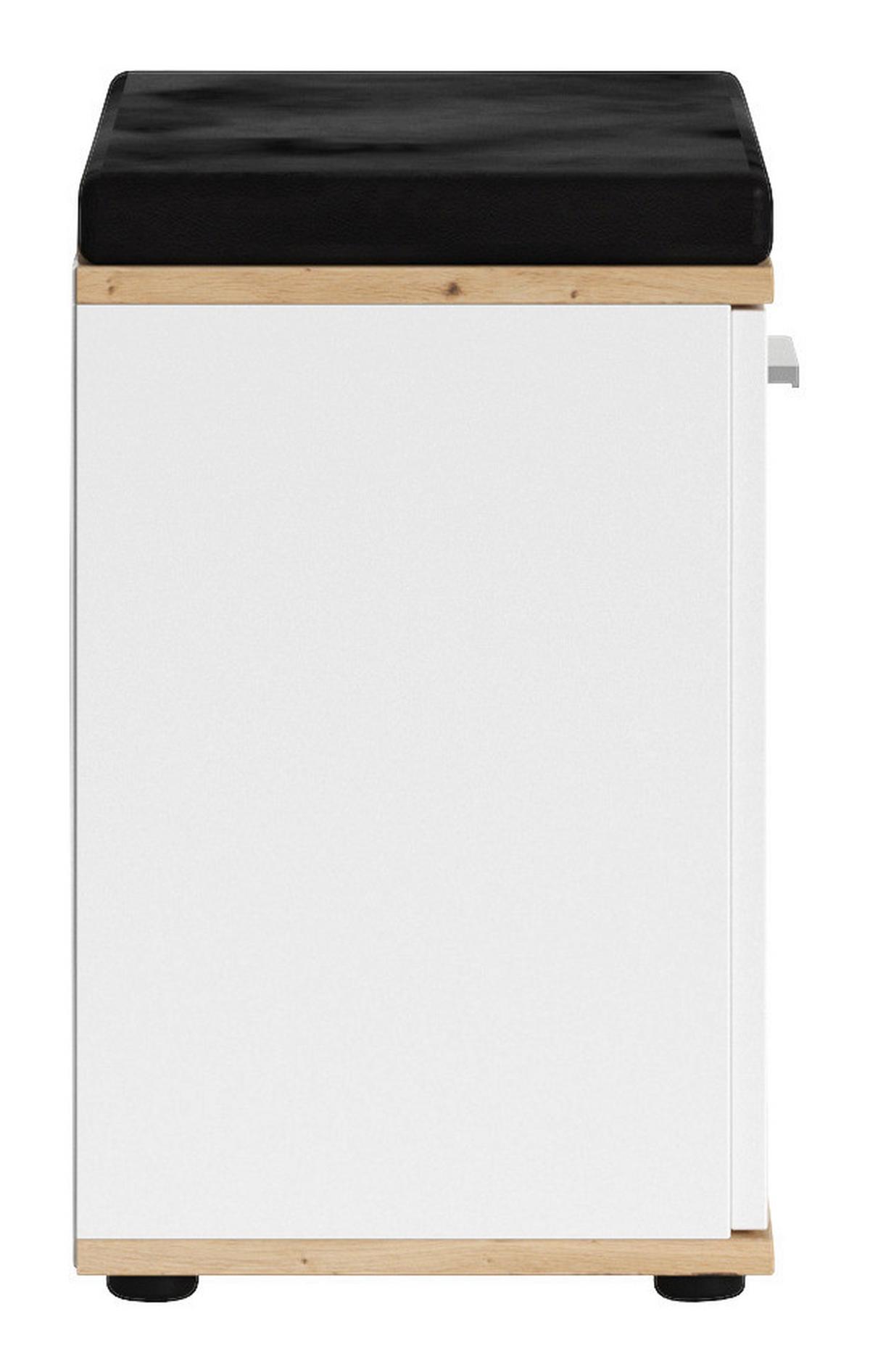 Garderobenbank Jakob ca.48,5x49x30cm Weiß,Eiche - Silberfarben/Schwarz, LIFESTYLE, Holzwerkstoff/Kunststoff (48,5/49/30cm) - MID.YOU