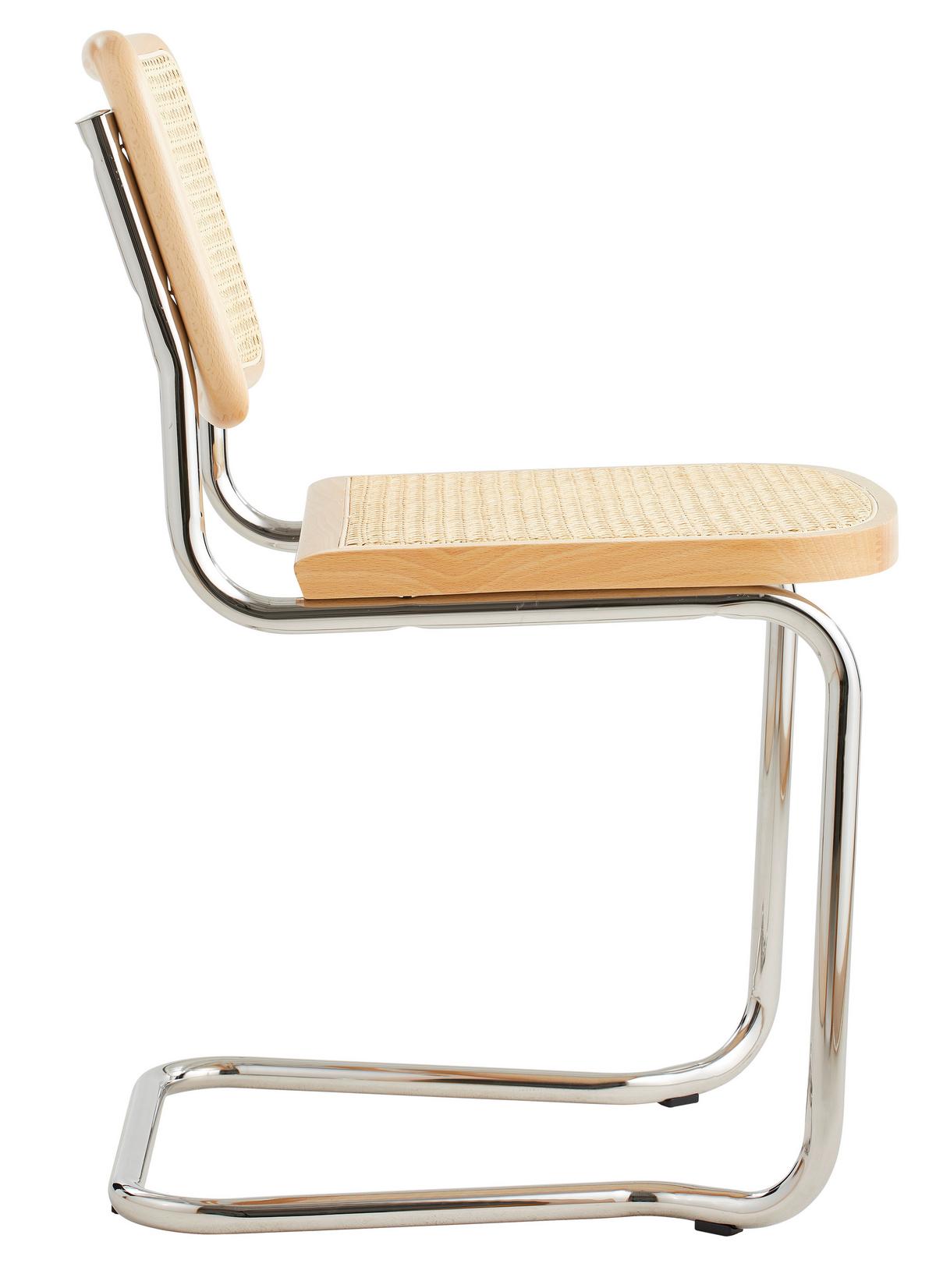 KRZESŁO NA PŁOZIE HOLM.17 - beżowy/kolor naturalny, Design, metal/drewno (46/82/48cm) - Livetastic