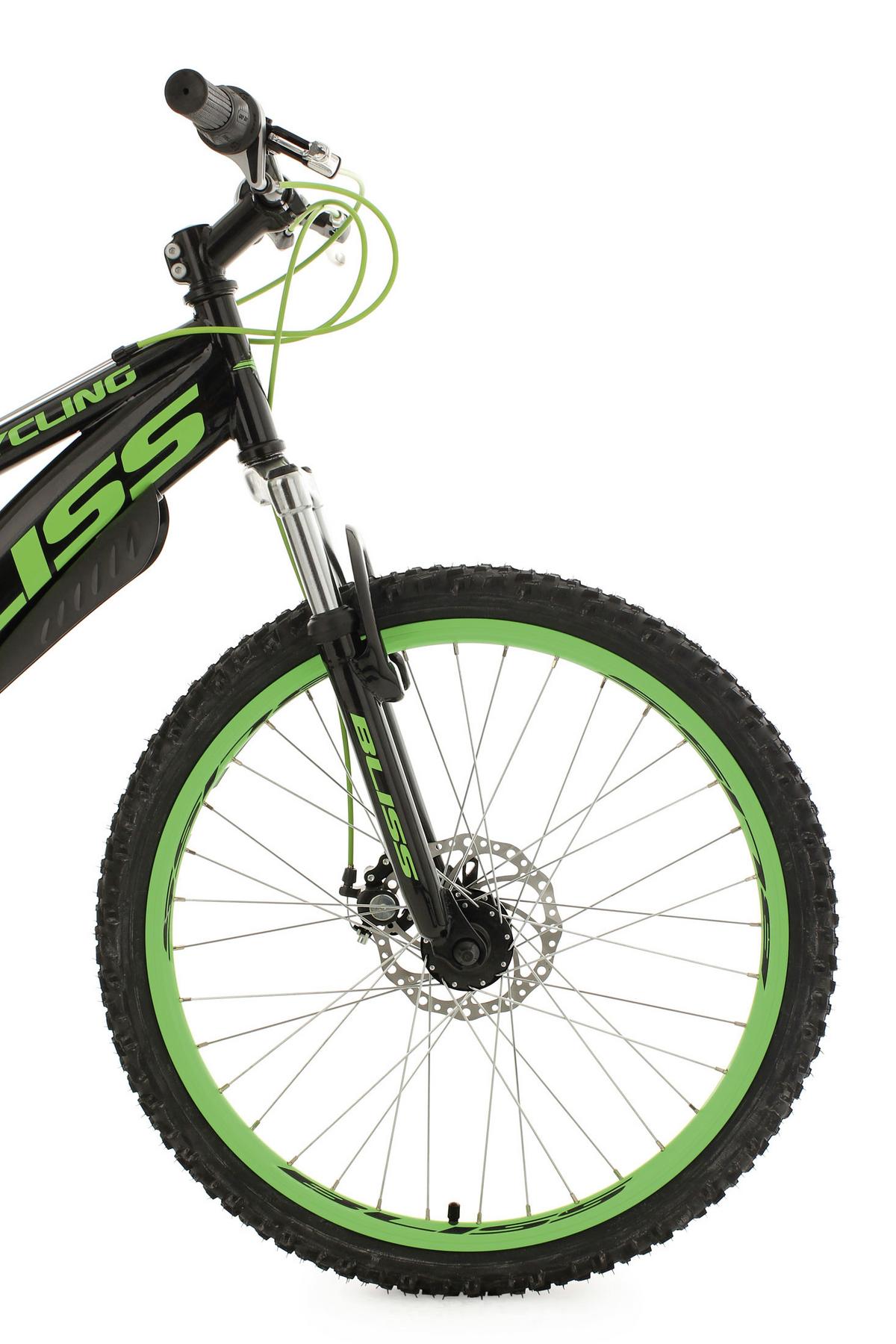 Kinderfahrrad MTB Fully 24" Bliss RH 38cm - Schwarz/Grün, Basics, Metall (180/70/80cm) - KS Cycling