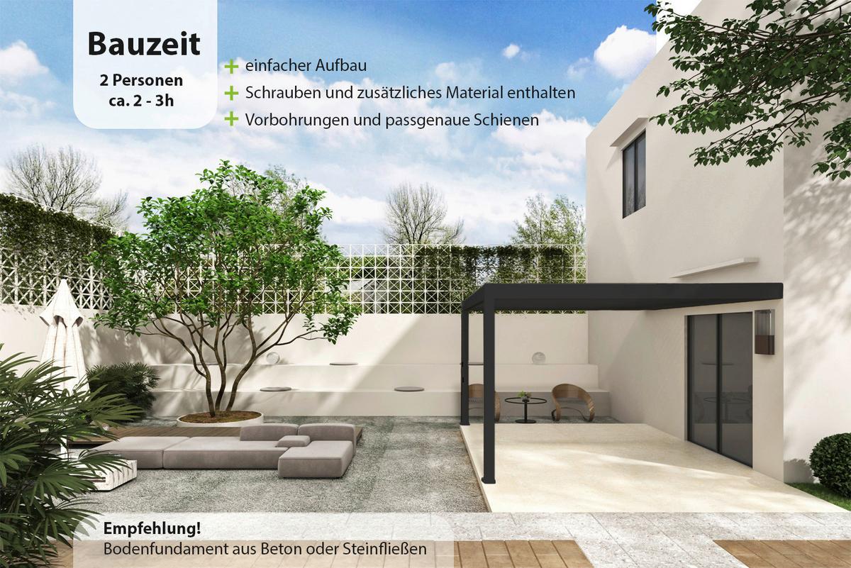 PERGOLA DELUXE 3,6X4M ANTHRAZIT - Anthrazit, Basics, Metall (400/255/360cm) - Gardenson