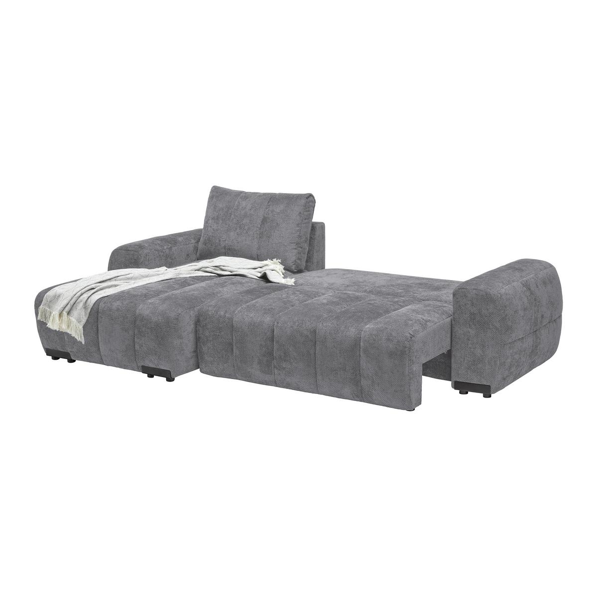 Wohnlandschaft Bolonia Grau - Schwarz Hochglanz/Grau, MODERN, Textil/Metall (166/93/273cm) - Mömax