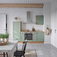 Küchenblock Cascada Low m. Geräten Grün - Eichefarben/Schwarz, MODERN, Holzwerkstoff/Metall (240cm) - Nobilia