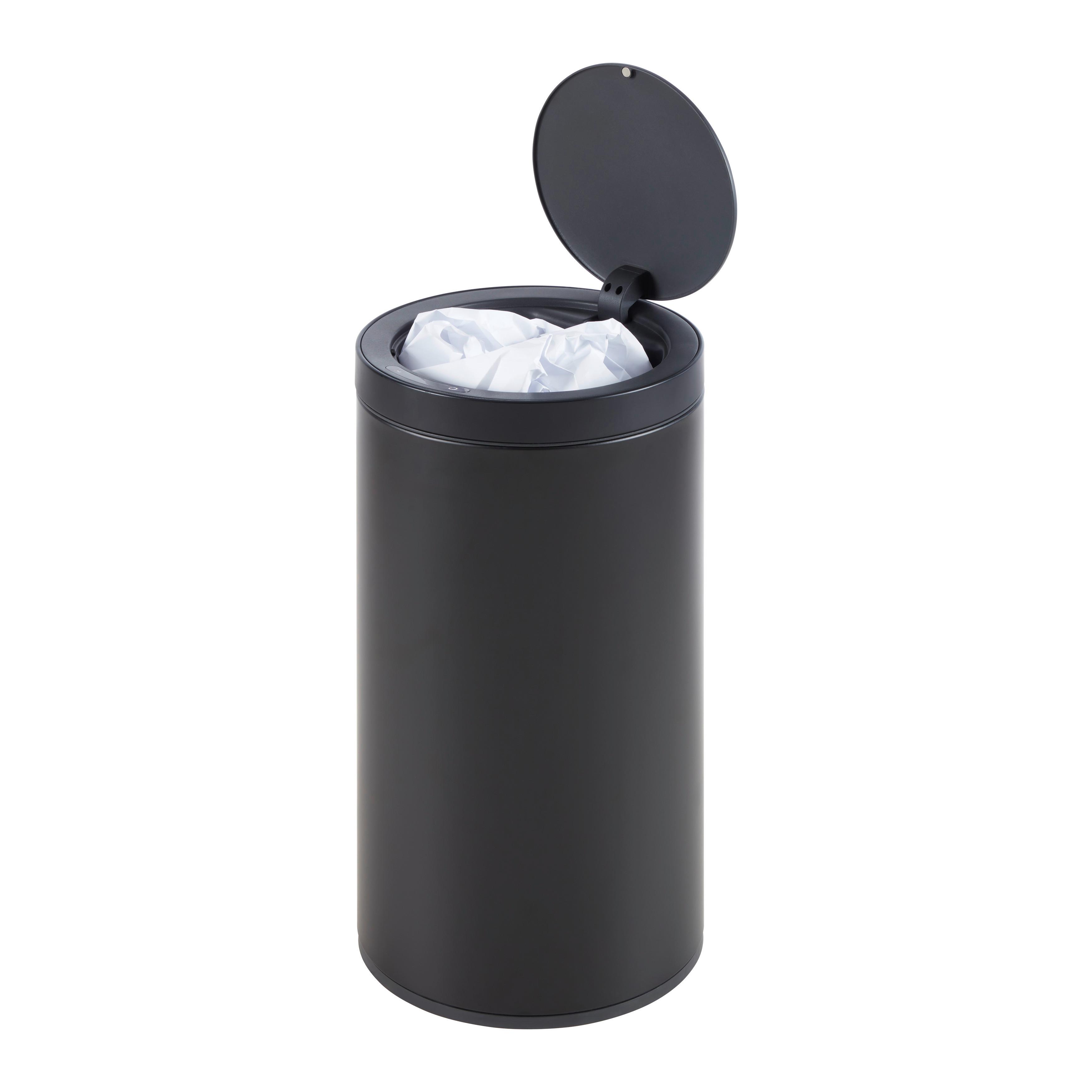 Abfalleimer Sensor Schwarz matt ca. 40 l - Schwarz, MODERN, Kunststoff/Metall (31/63cm) - Mömax