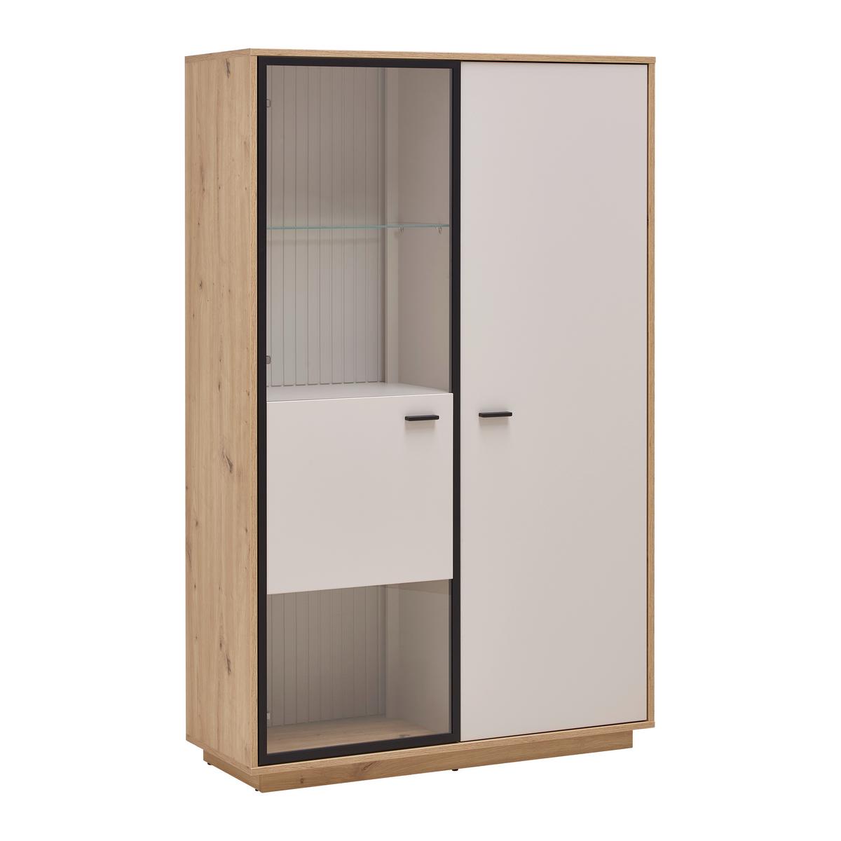 Highboard Cremona Kaschmir/Eiche Artisan - Kaschmir/Schwarz, MODERN, Glas/Holzwerkstoff (100,3/161,7/38cm) - Premium Living