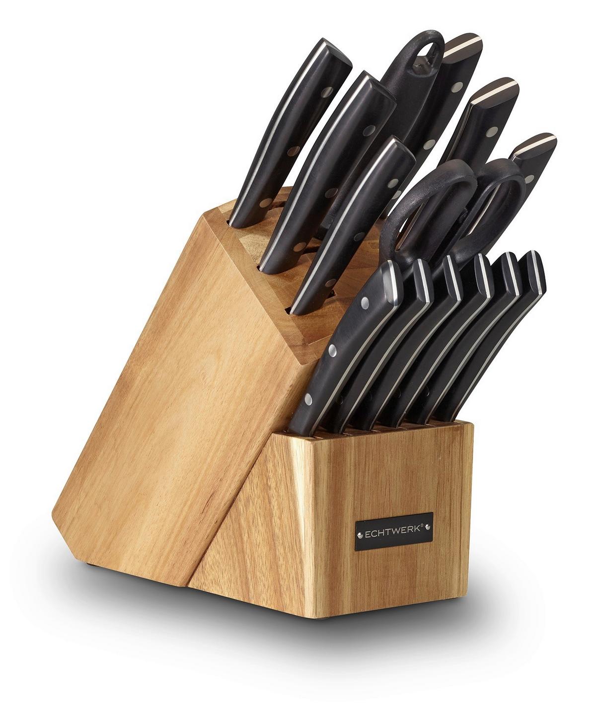 Messerset Echtwerk Schwarz 15-teilig - Silberfarben/Schwarz, Trend, Kunststoff/Metall (24,8/13,2/36cm) - Echtwerk