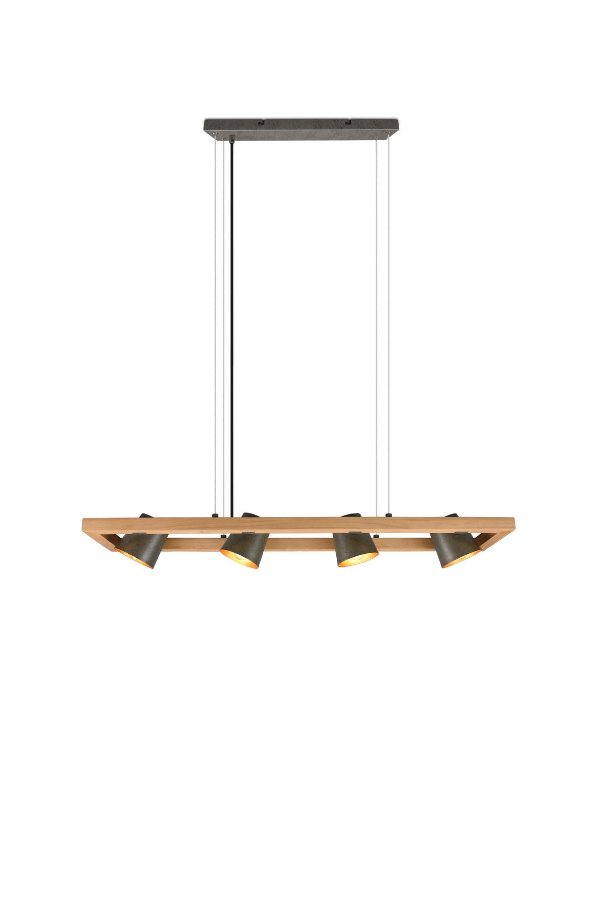 Hängeleuchte Bell max. 25 Watt - Nickelfarben, Natur, Holz/Metall (100/150/21cm) - Trio Leuchten
