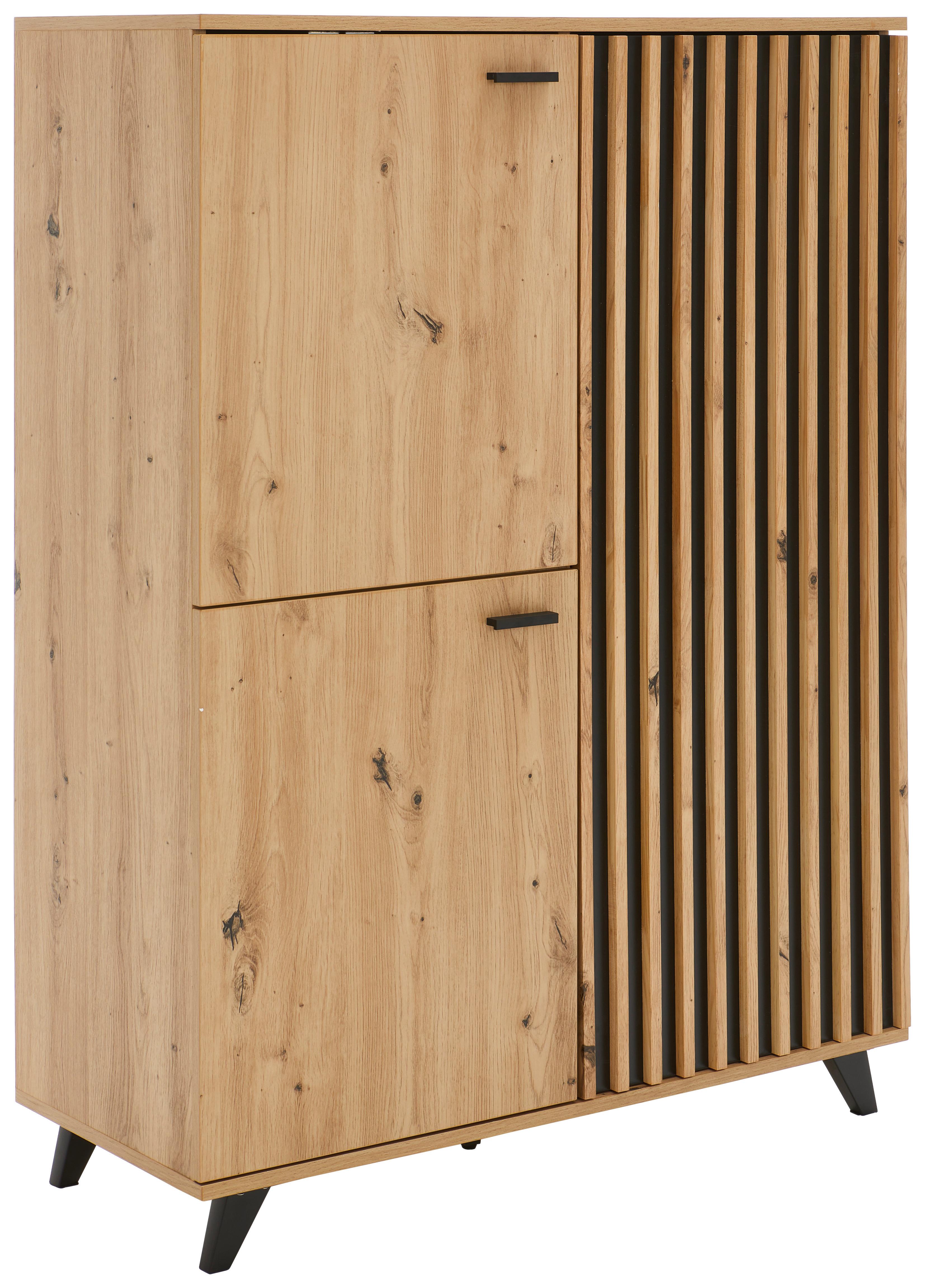 KOMODA WYSOKA SONJA - kolor dębowy/czarny, Lifestyle, materiał drewnopochodny/metal (93,5/126/40cm) - MID.YOU