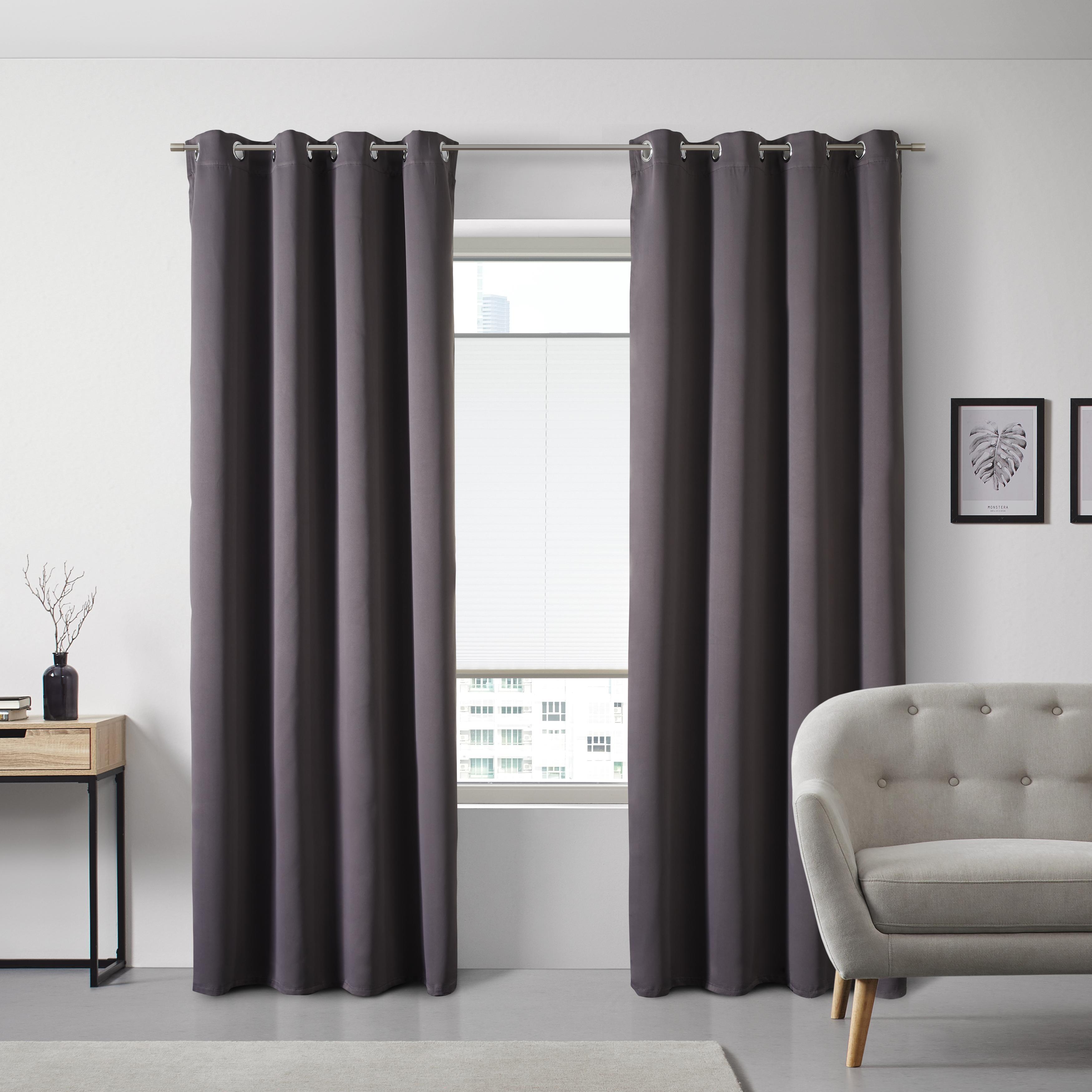 Verdunkelungsvorhang in Anthrazit ca.140x245cm 'Polen' - Anthrazit, Natur, Textil (140/245cm) - Bessagi Home