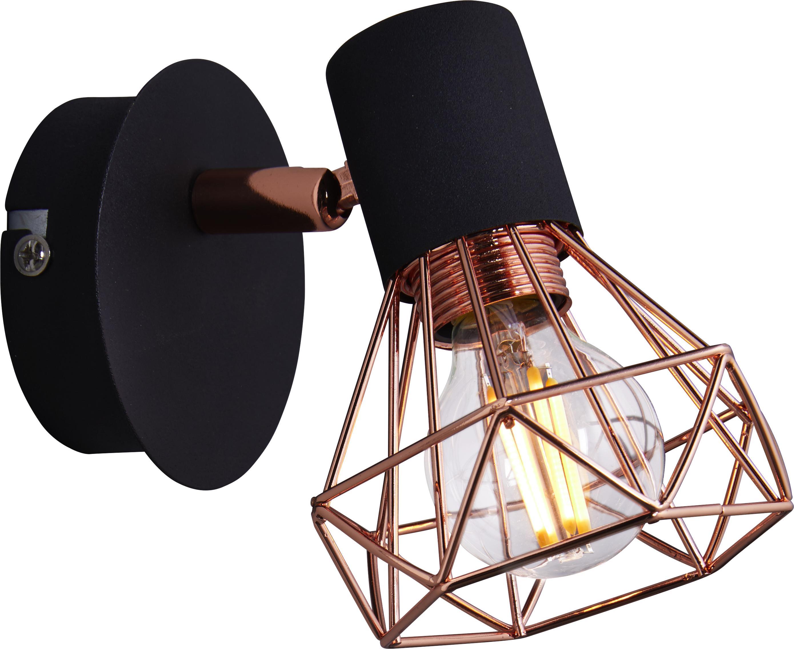 Wandspot max. 40 Watt 'Jessy' - Schwarz/Kupferfarben, MODERN, Metall (12,5/10/12,5cm) - Bessagi Home