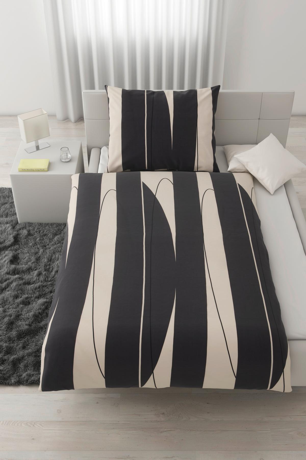 BETTWÄSCHESET ABSTRACT - Weiss/Schwarz, Modern, Textil (160/210cm) - Modern Living