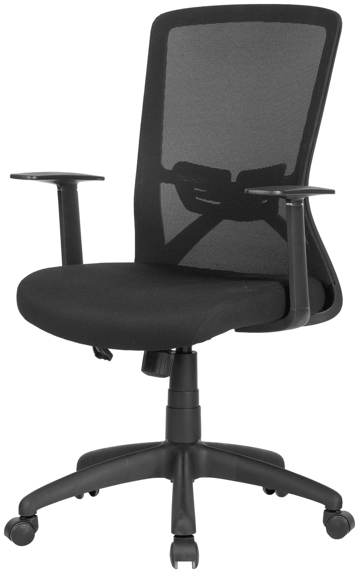 Drehstuhl Long Schwarz - Schwarz, MODERN, Kunststoff/Textil (52,5/95,5-103/60,5cm) - MID.YOU