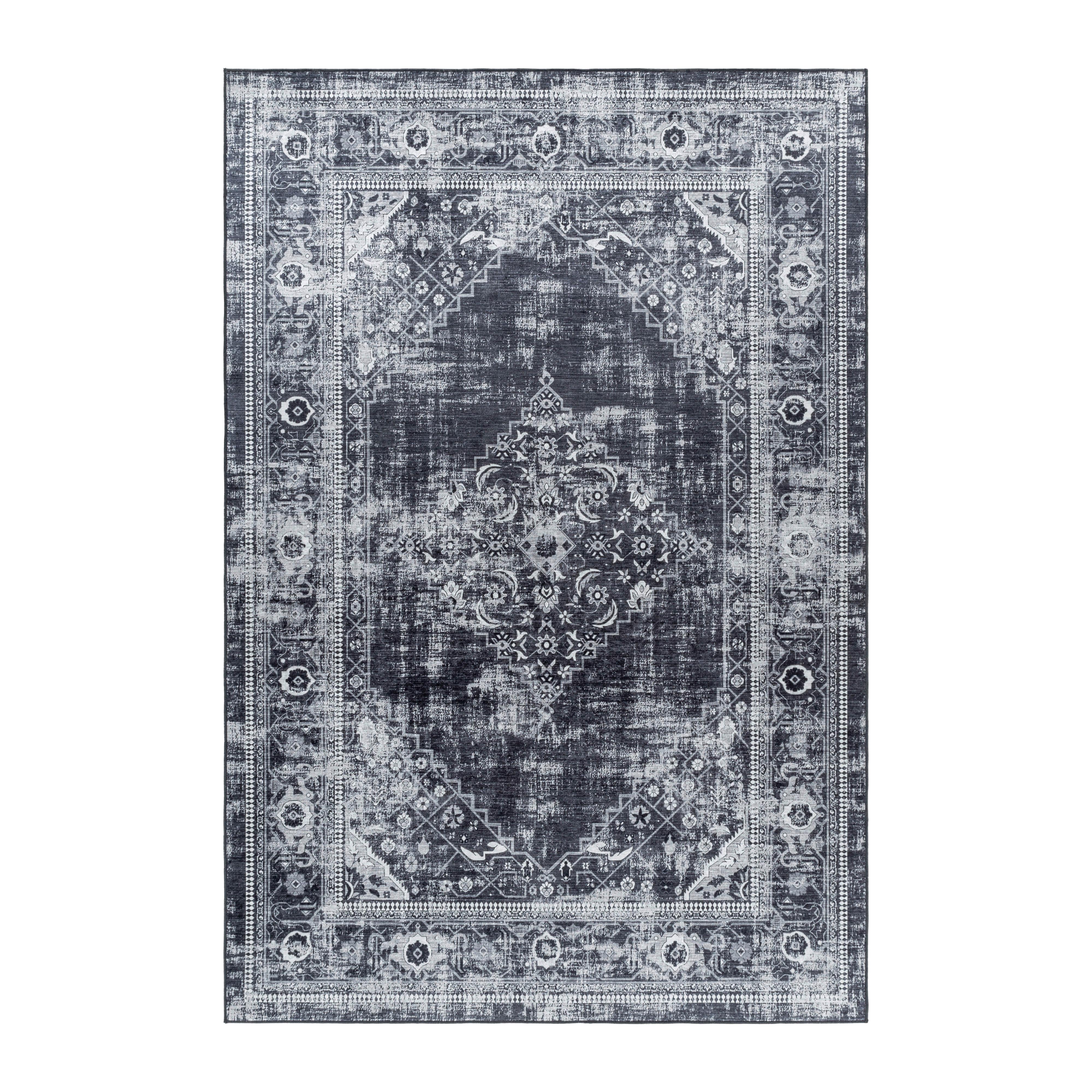 Flachwebeteppich Fiesta Schwarz ca. 120x170cm - Schwarz, Design, Textil (120/170cm) - Novel