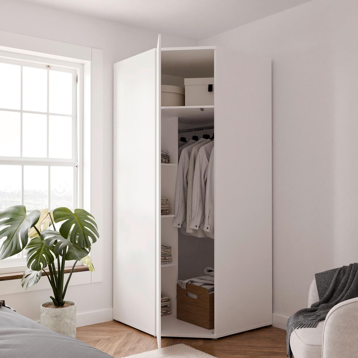 Kotna Omara Za Oblačila Alice, Bela - bela, Trend, leseni material (92/214/92cm) - Carryhome