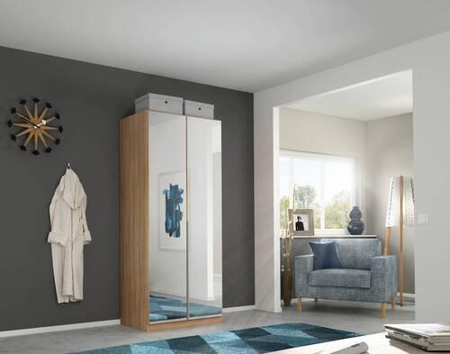 DULAP USI ROTATIVE ALABAMA - stejar Sonoma/argintiu, Modern, material pe bază de lemn (91/229/54cm) - Modern Living