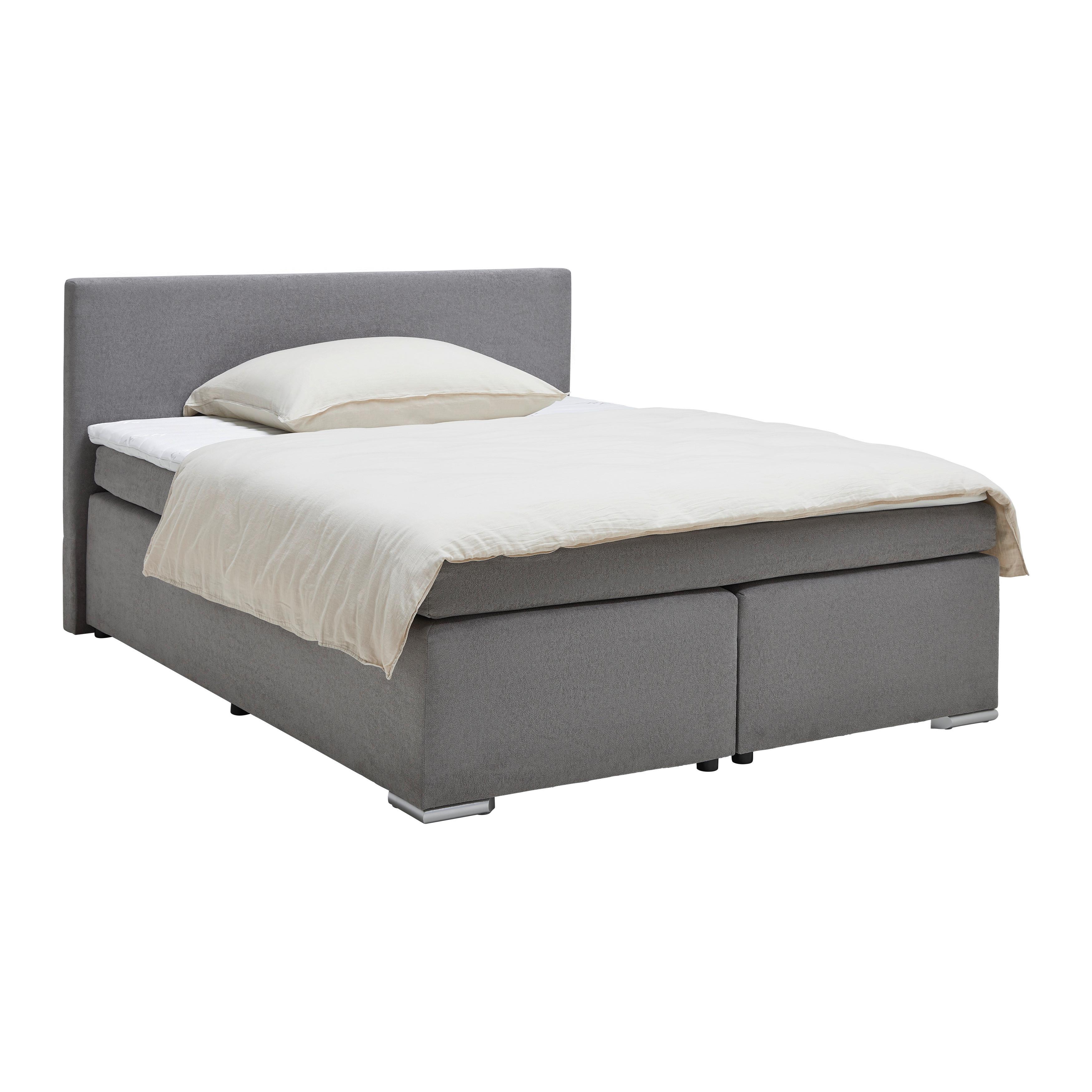 Boxspringbett Mira 2 Grau ca. 180x200cm - Grau, MODERN, Holz/Kunststoff (180/200cm) - Based