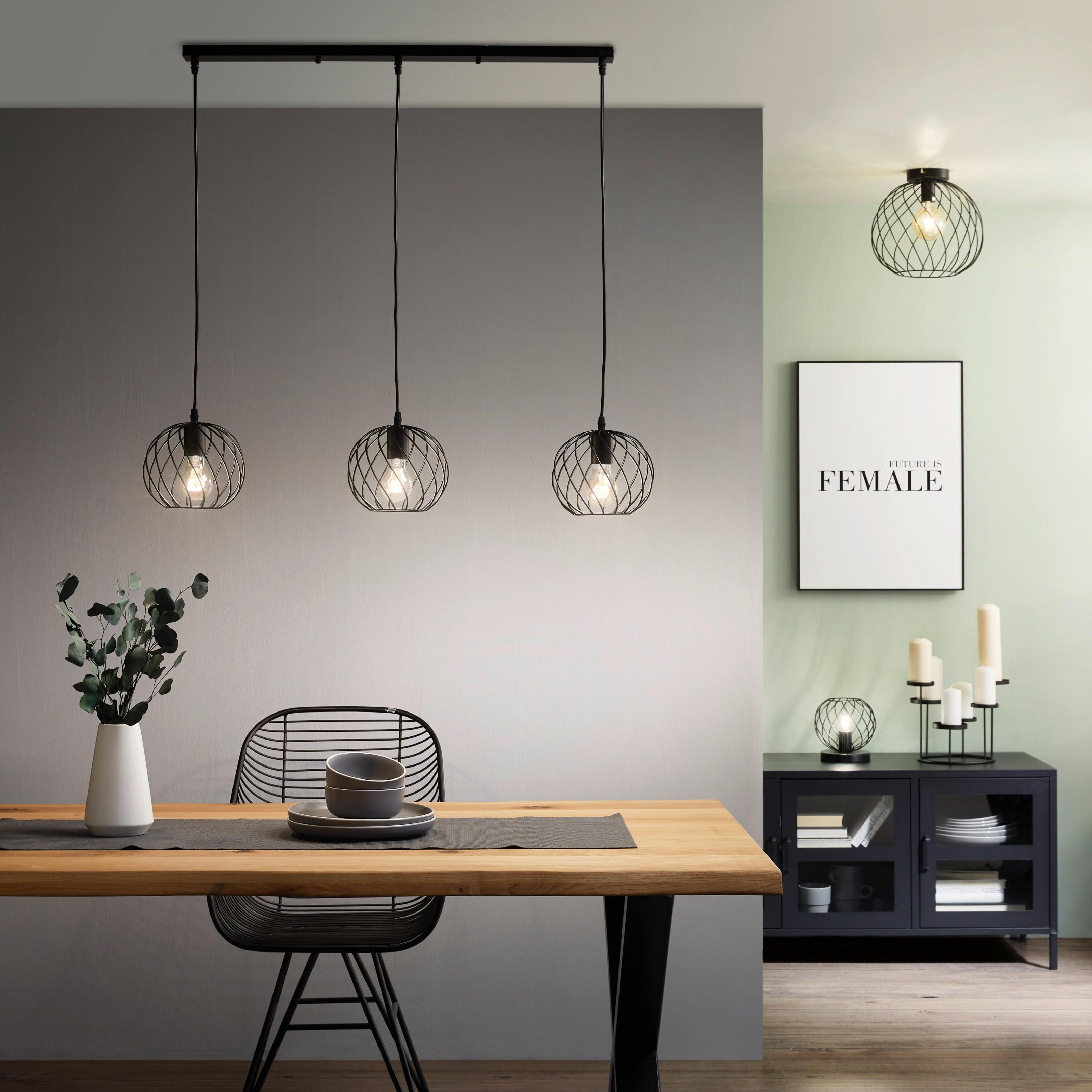 Hängeleuchte Ottula max. 40 Watt - Schwarz, MODERN, Metall (90/20/120cm) - Modern Living