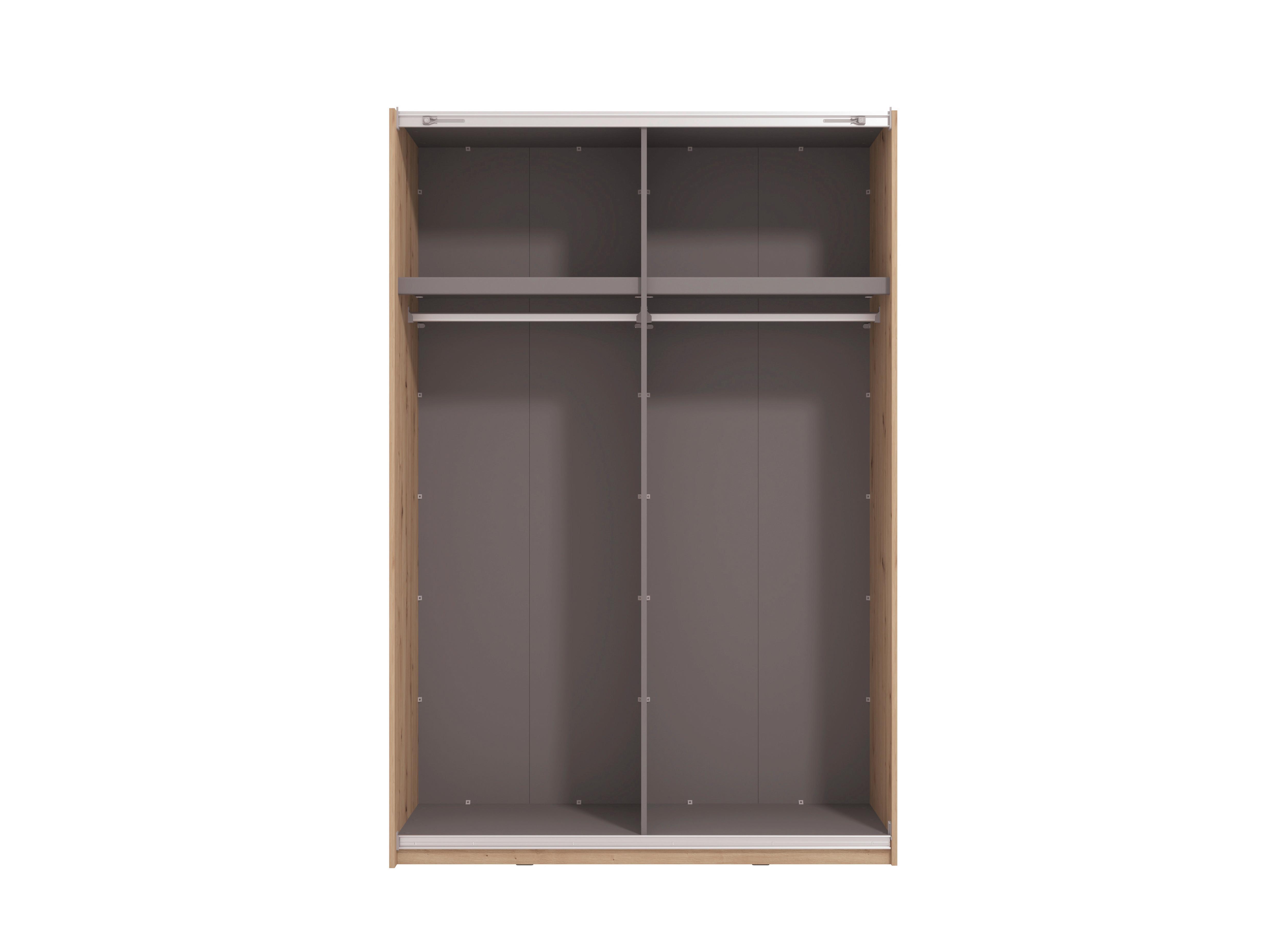 GARDEROB MED SKJUTDÖRRAR GARD 150 -TOP- - ek Artisan/svart, Klassisk, metall/trämaterial (146/217/61cm) - Mömax