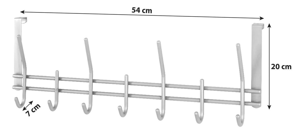 Cuier perete cu cârlige Carla - culoare inox, Modern, metal (54/20/7cm) - Modern Living