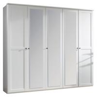 Drehtürenschrank mit Spiegel ca. 225x210 cm Weiß - Weiß/Braun, KONVENTIONELL (225/210/58cm) - MID.YOU