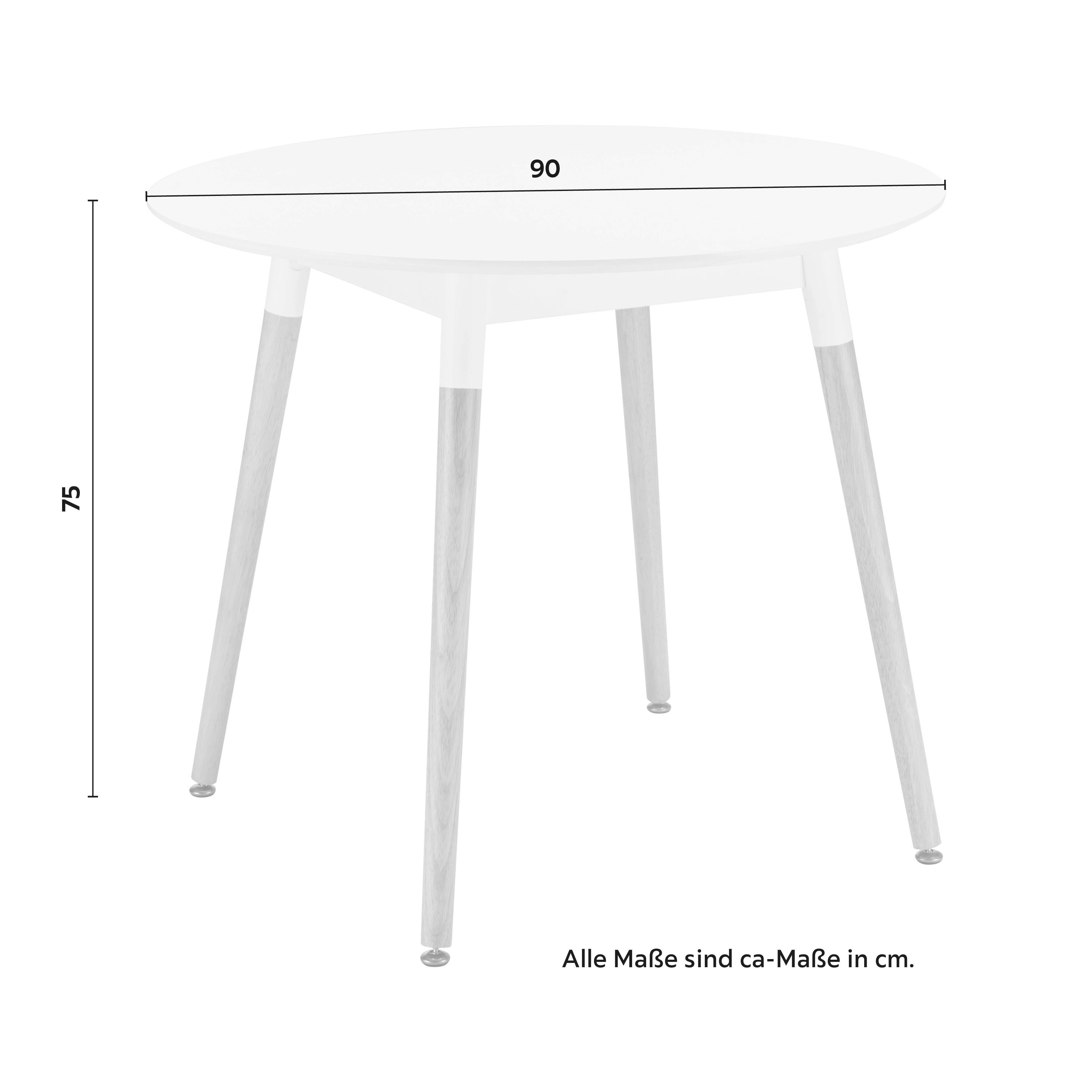 MATBORD GAIA - vit/ekfärgad, Modern, trämaterial/trä (90/90/75cm) - Bessagi Home