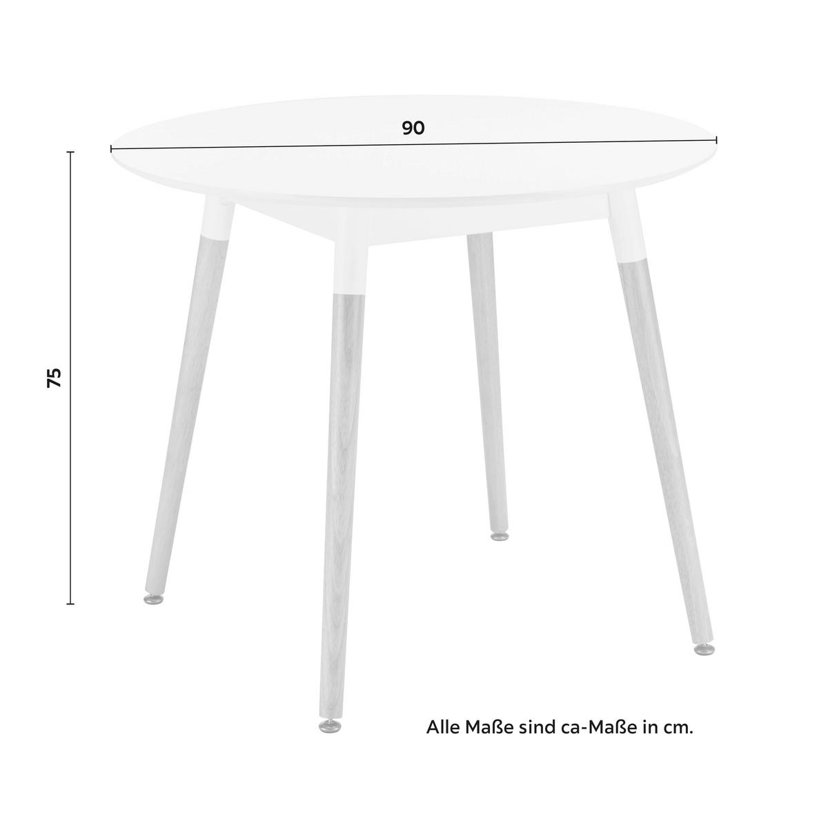Esstisch rund Gaia Weiß MDF Ø ca. 90 cm - Eichefarben/Weiß, MODERN, Holz/Holzwerkstoff (90/75cm) - Bessagi Home