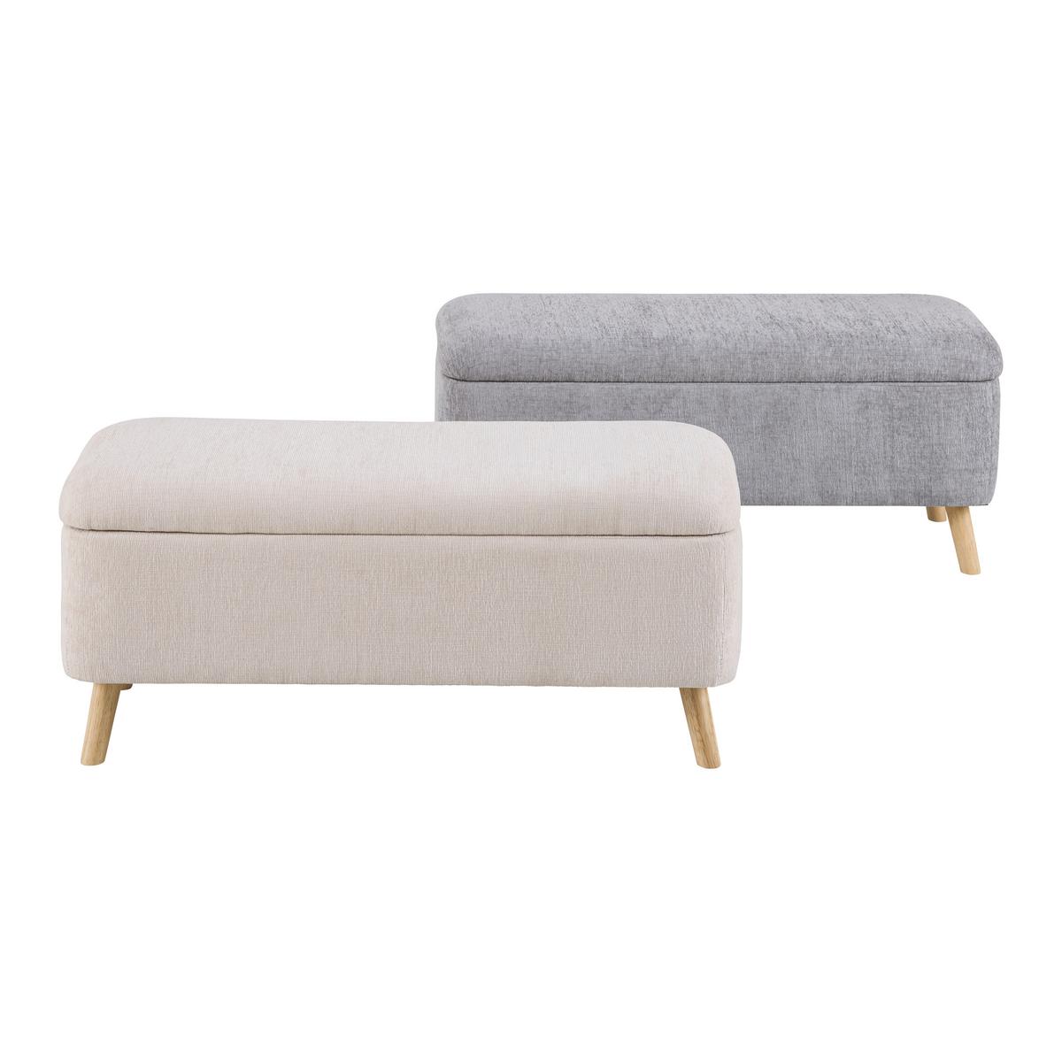 Sitzbank Jenson Beige - Beige/Naturfarben, MODERN, Holz/Textil (100/43/40cm) - Mömax